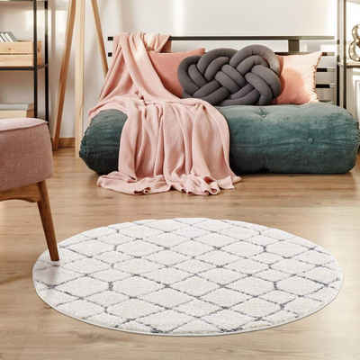 Hochflor-Teppich »Focus«, Carpet City, rund, Höhe 20 mm, besonders weich, Rauten-Optik, 3D-Effekt, ideale Teppiche für Wohnzimmer & Schlafzimmer