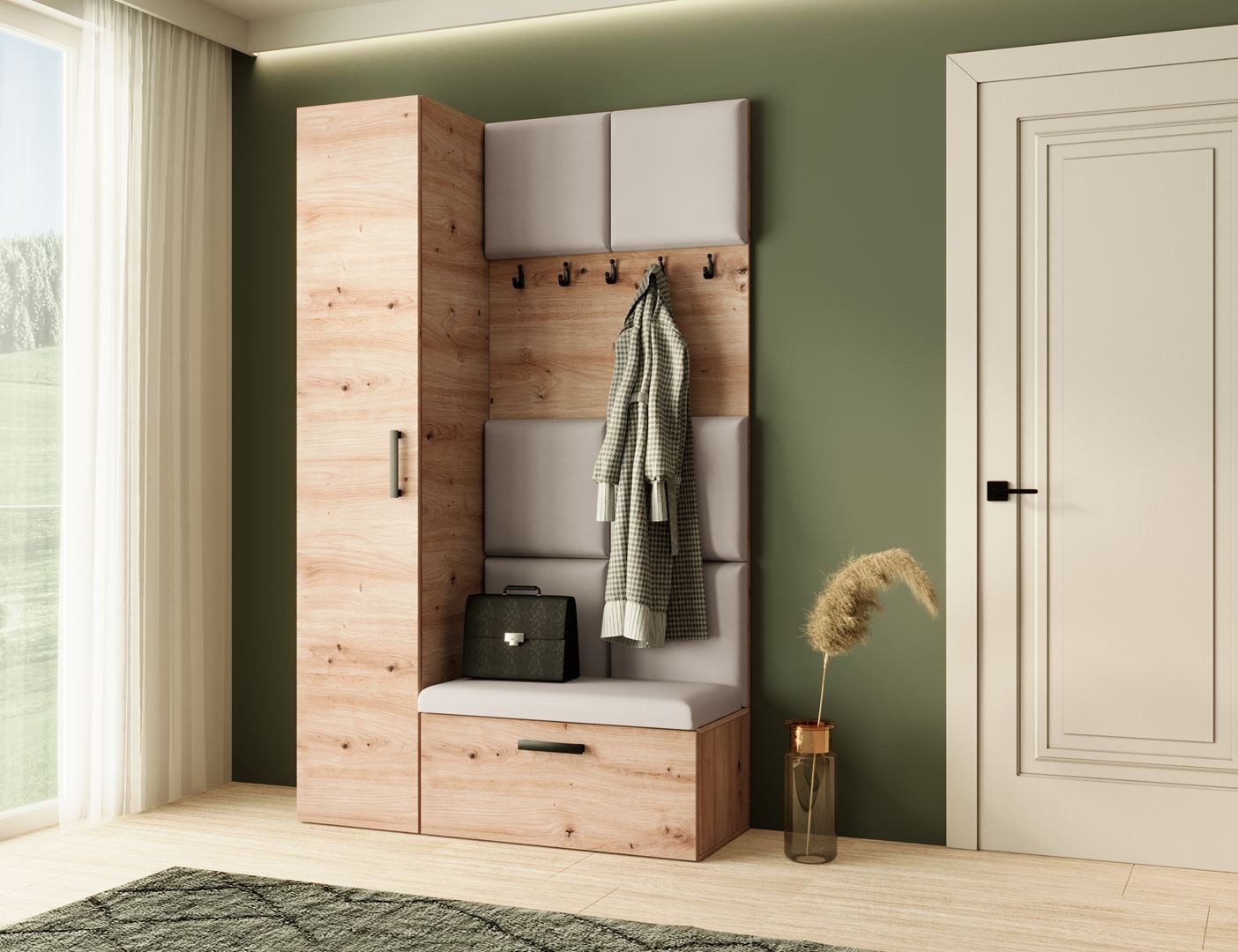 Beautysofa Garderobenschrank mit schmalem eintürigen Kleiderschrank günstig online kaufen