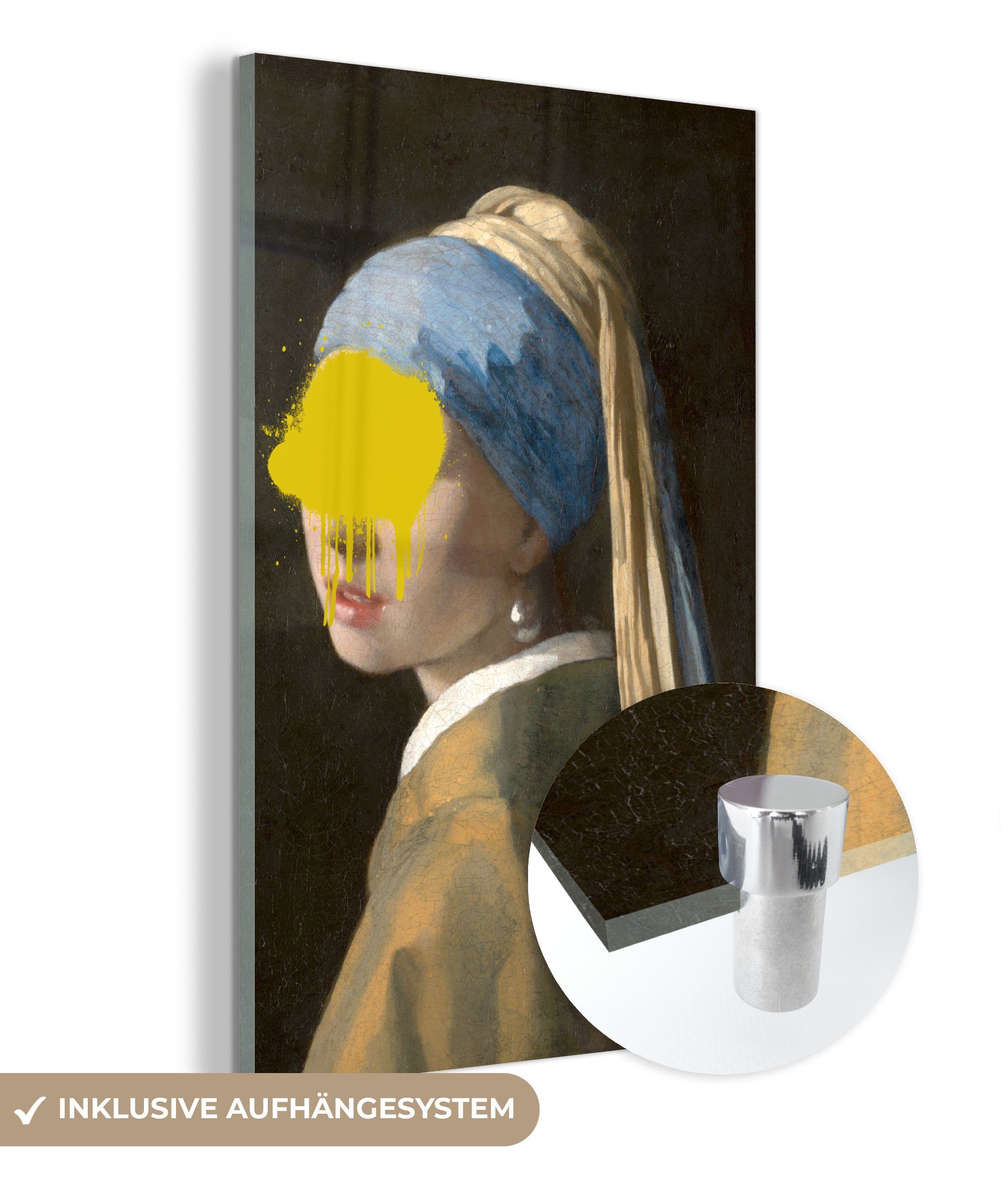MuchoWow Acrylglasbild Mädchen mit Perlenohrring - Johannes Vermeer - Gemälde, (1 St), Glasbilder - Bilder auf Glas Wandbild - Foto auf Glas - Wanddekoration bunt