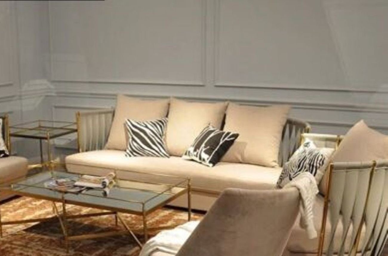 JVmoebel 3-Sitzer Dreisitzer Couch Polster Design Sofa 3er Sitz Sofas Zimmer Metall, Made in Europe