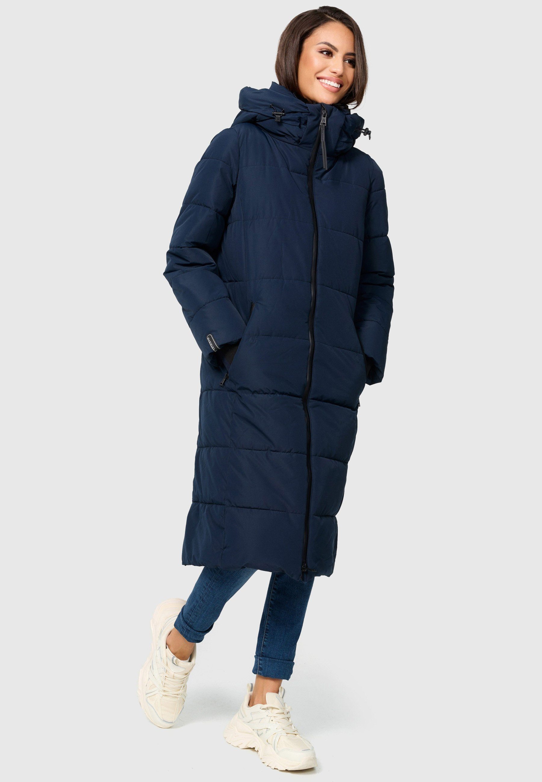 Steppjacke langer Marikoo Mantel gesteppt Winter XVI Navy Zuraraa