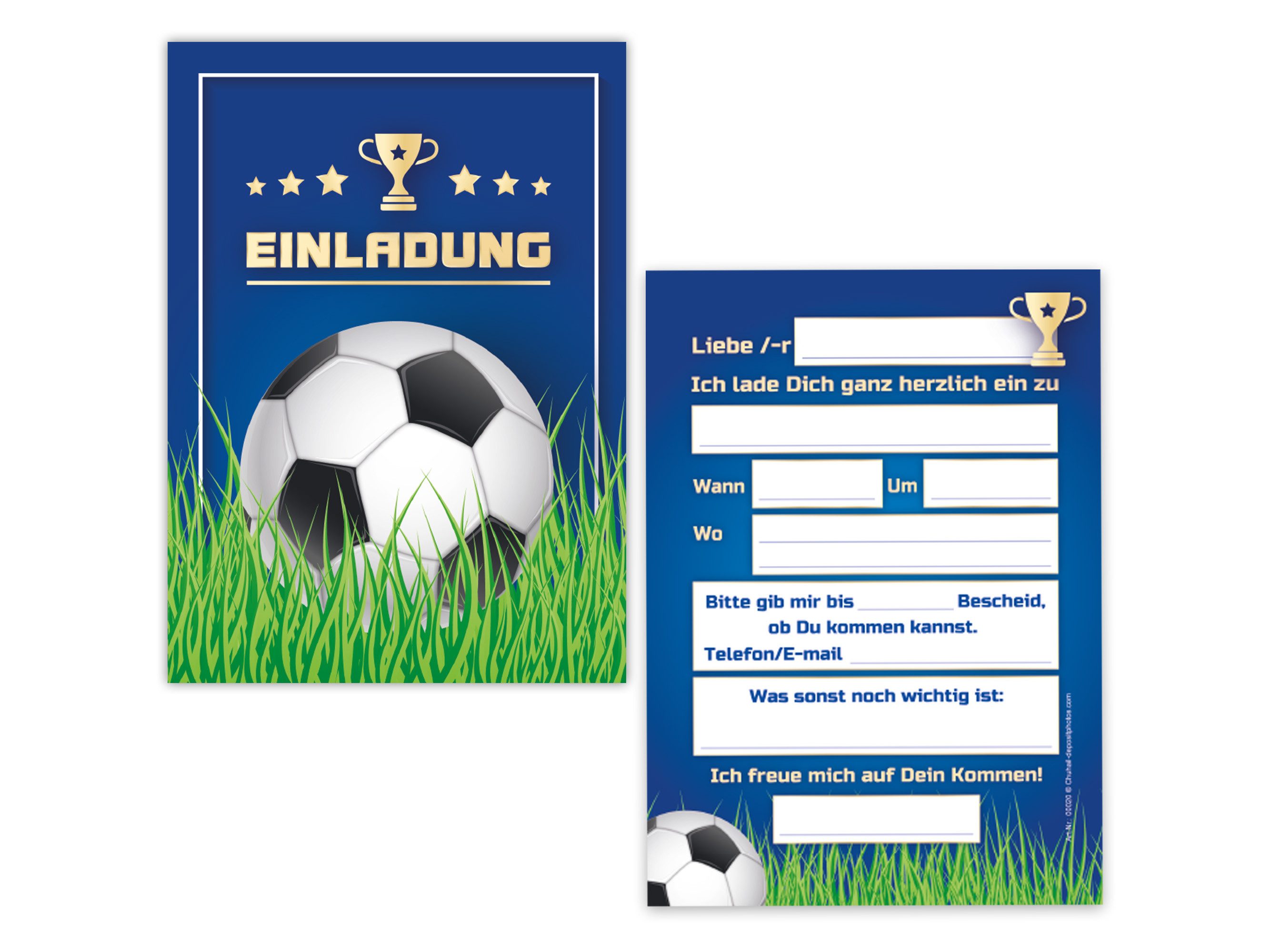 LIMONIA Einladungskarten Fußball zum Kindergeburtstag Jungen Einladungen Karten Fussball, Einladungskarten zum Geburtstag mit Fußball Motiv