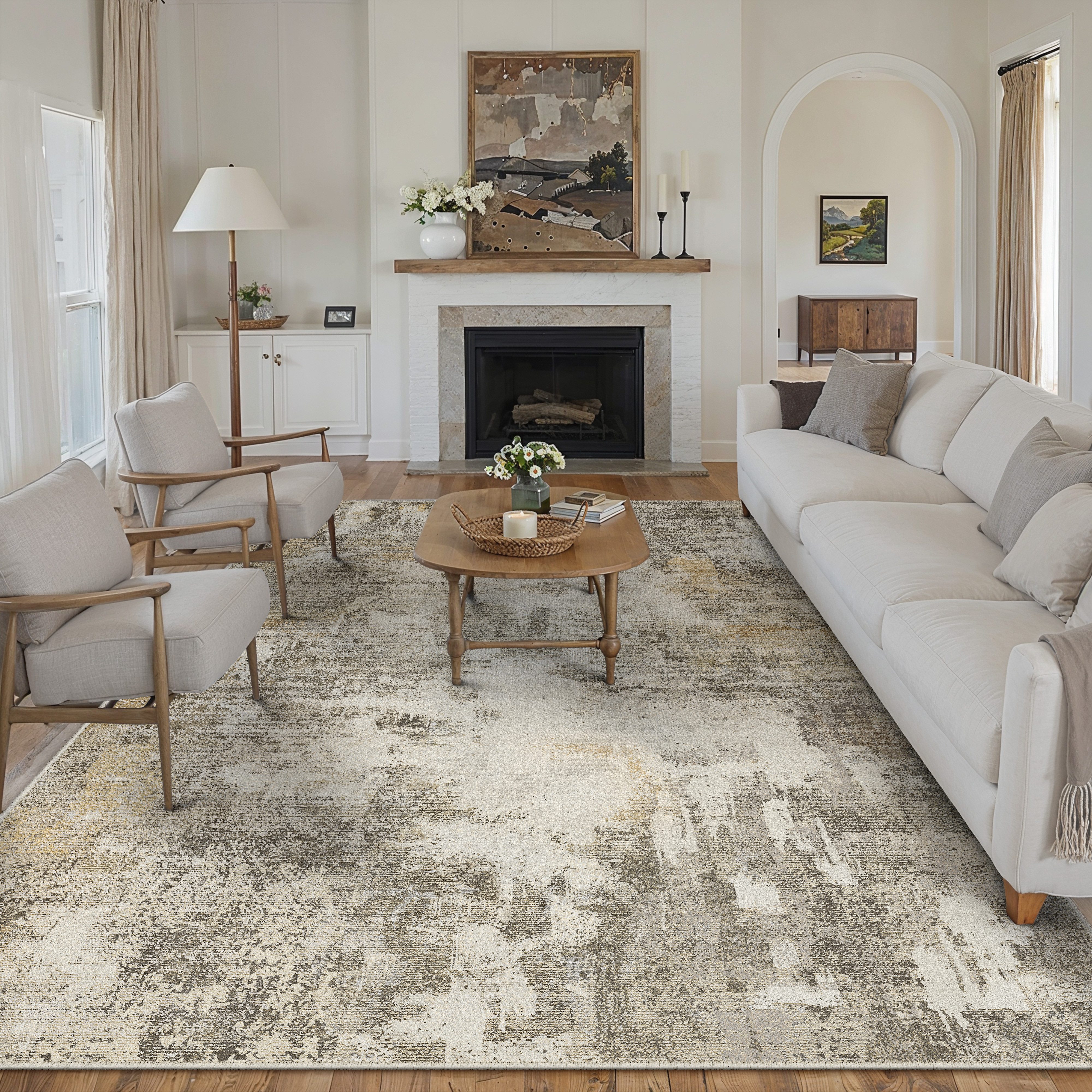 PURECOZY Teppich Kurzflor, modern abstrakt Scandi-Look, waschbar & weich, Rechteckig, Höhe: 5 mm, geeignet für Innenräume, 120x180, 160x230, 200x300, 300x400 cm