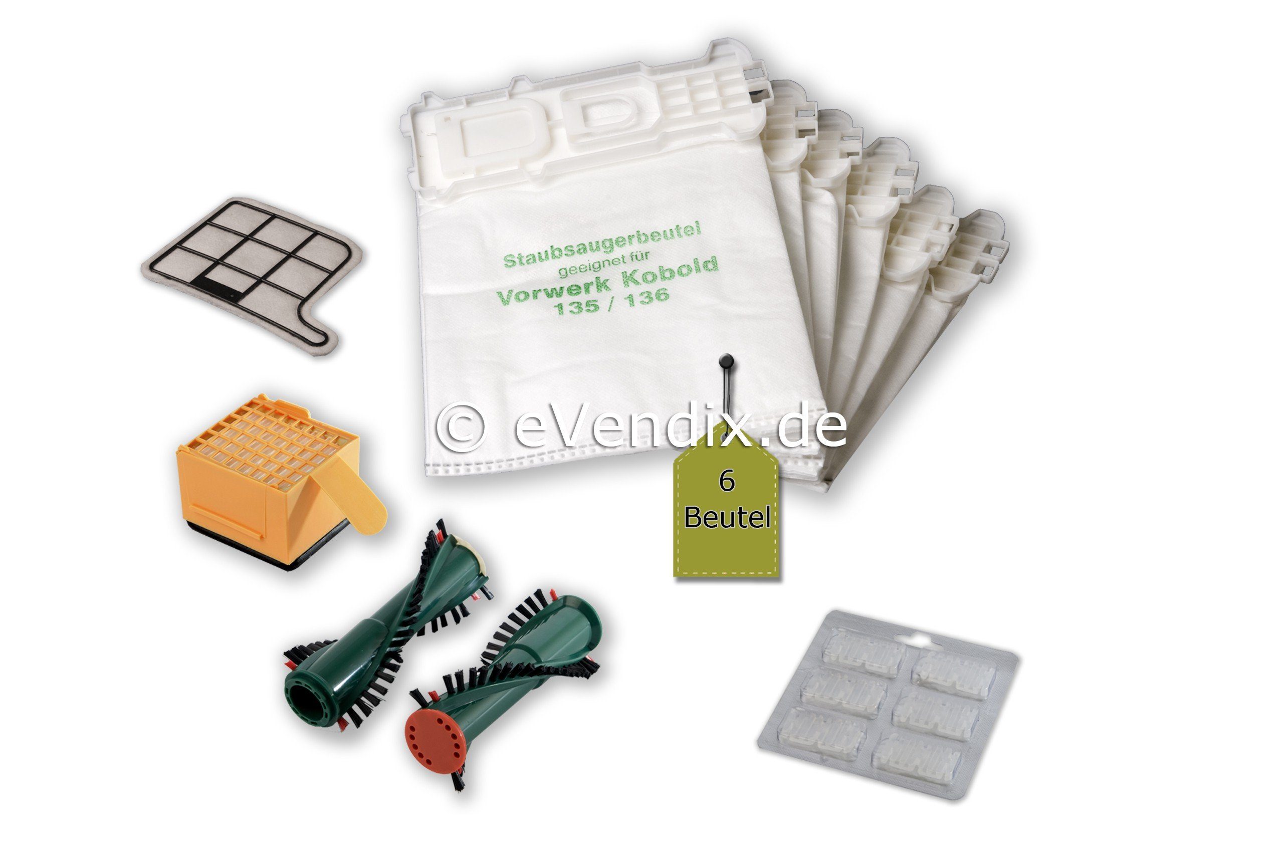 eVendix Staubsaugerbeutel passend für Vorwerk Kobold VK 135 / 136, passend für Vorwerk, 1 St., Vorwerk Kobold VK 135, 136