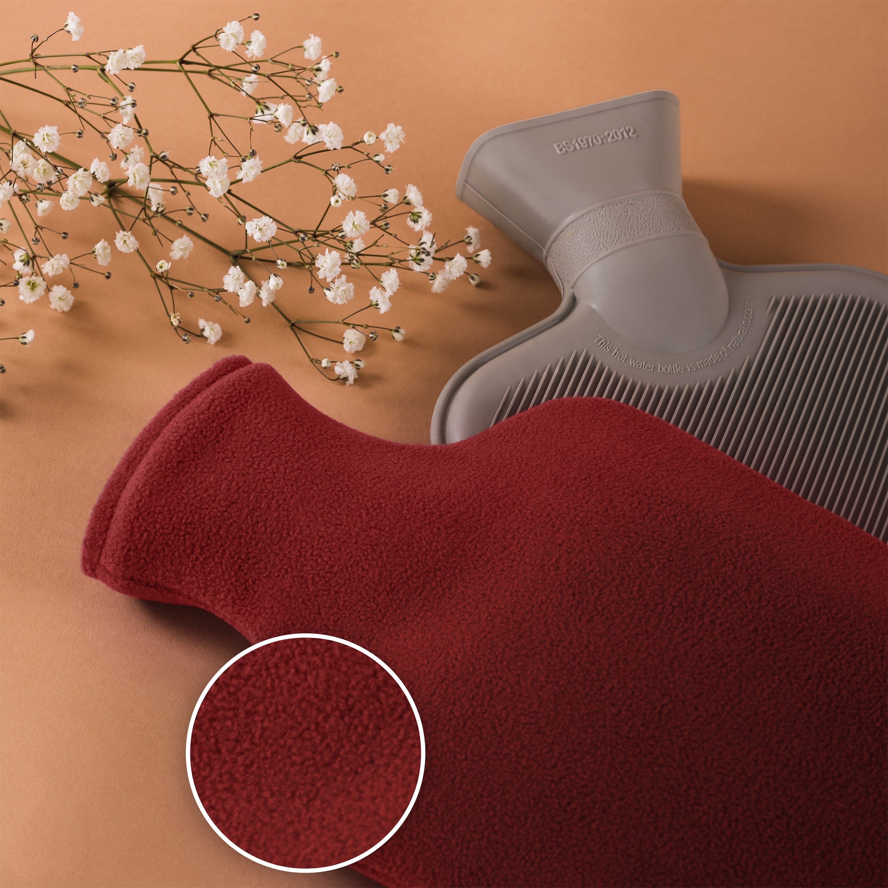 Blumtal Wärmflasche mit Bezug aus Polar Fleece, (für Kinder und Erwachsene, Bettflasche zur Schmerzlinderung, aus Naturkautschuk für Kinder und Erwachsene)