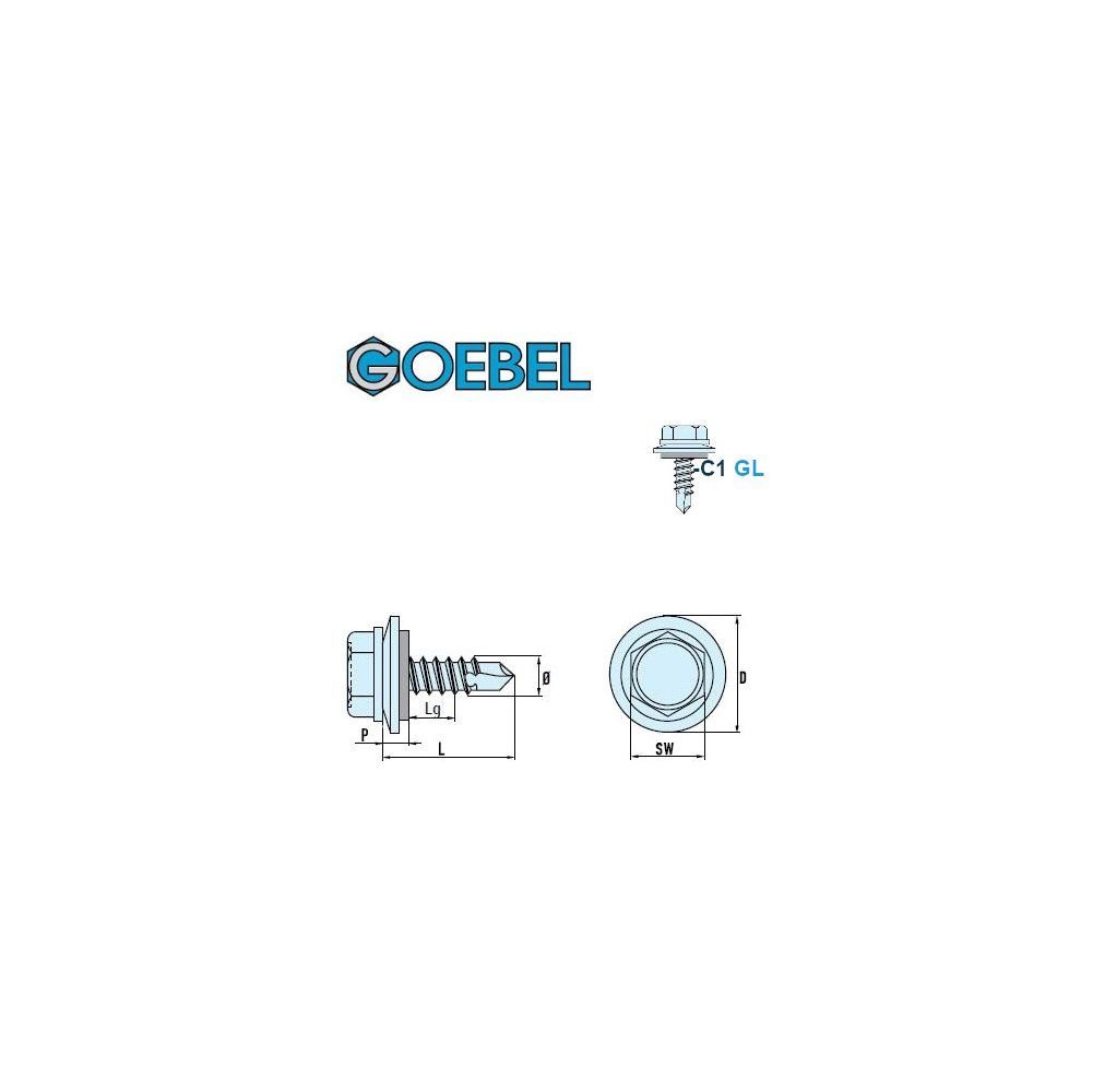 GOEBEL GmbH Bohrschraube - 4,2 Dichtscheibe Selbstschneidend 4060442130, C1 Edelstahl mit Scheibe Selbstbohrende Schraube GL GOEBEL 13,0 DIN7504K mit silber mm, St., Sechskant Werksnorm), 500 EPDM x (500x