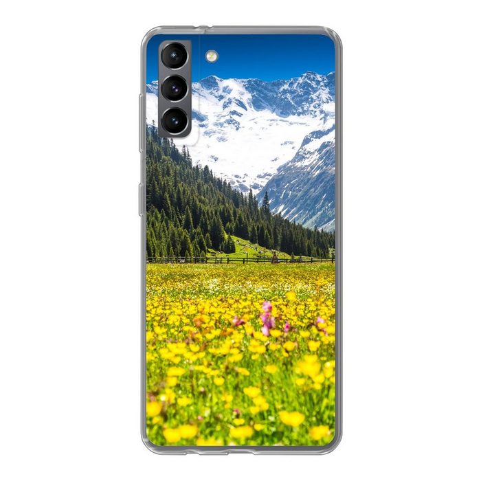 MuchoWow Handyhülle Blumen - Mons - Gelb Phone Case Handyhülle Samsung Galaxy S21 Plus Silikon Schutzhülle