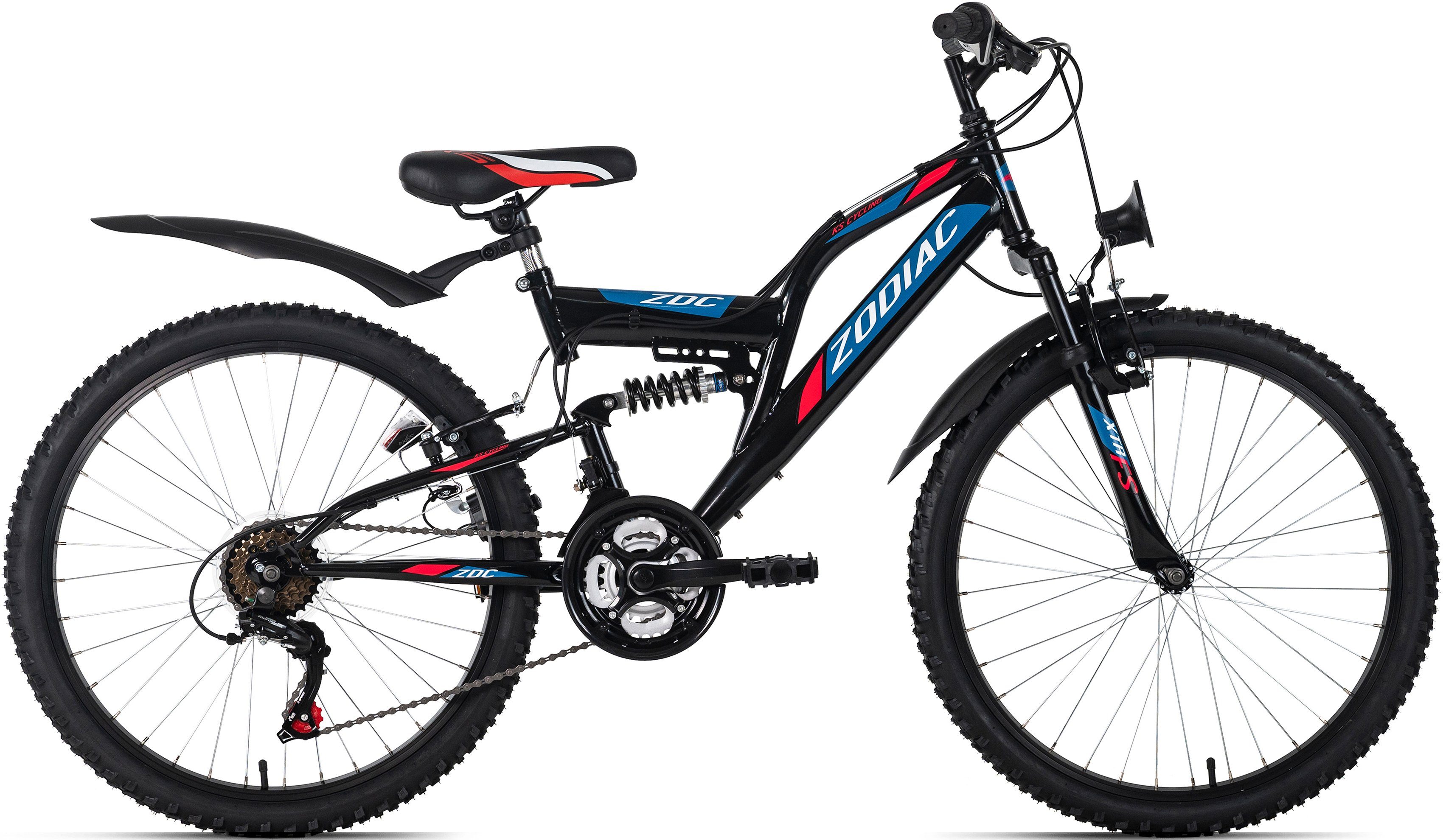 KS Cycling Jugendfahrrad Zodiac, 18 Gang Shimano Tourney Schaltwerk, Kettenschaltung, für Herren, Kettenschaltung