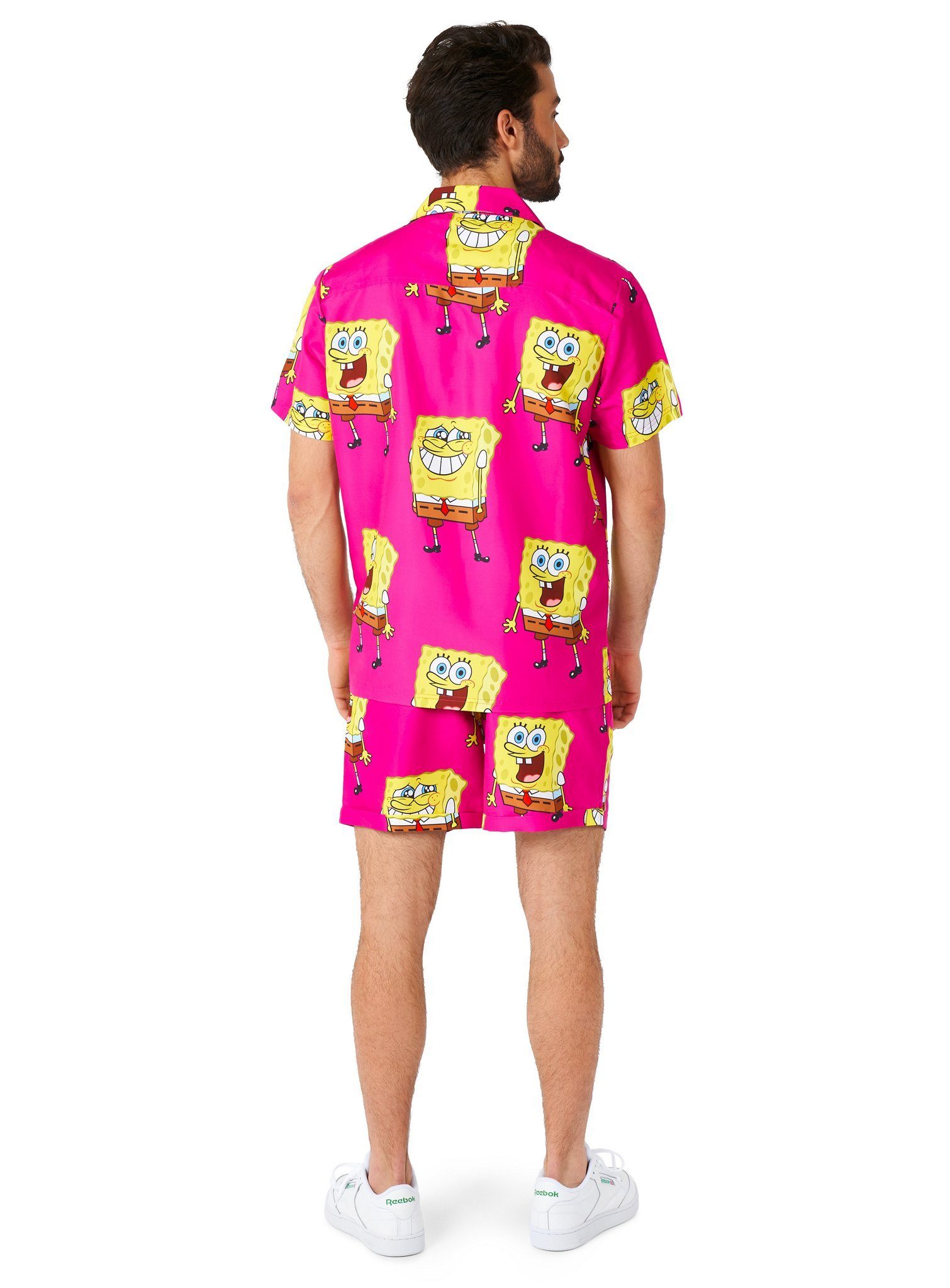 Opposuits Partyanzug Sommer Kombi Spongebob Pink - Strand Kostüm, Da gerät der Schwammkopf in Ekstase - Hemd und Shorts für die Beachp