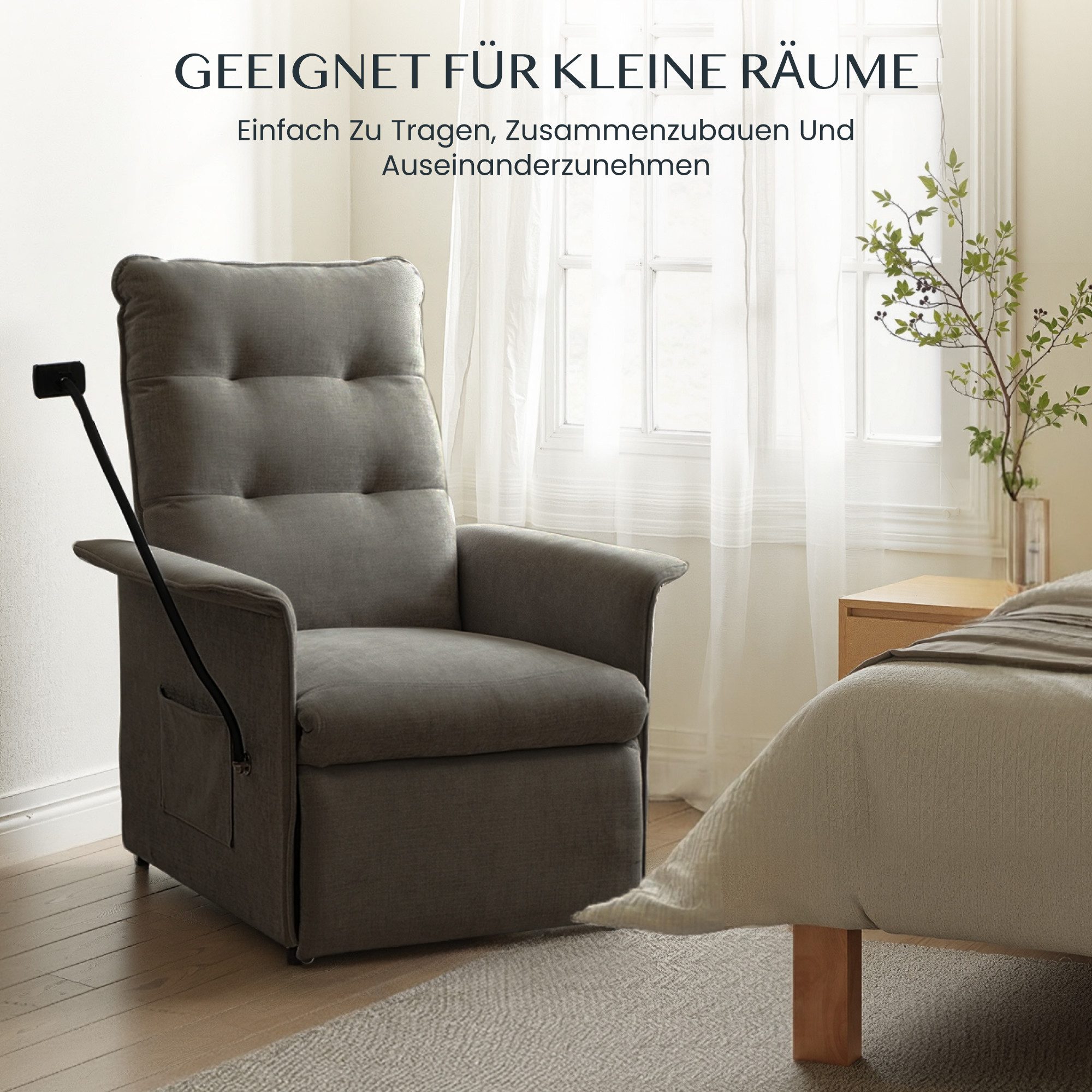 FLEXISPOT Sessel Elektrischer Relaxsessel – Ergonomischer Liegesessel mit Relaxfunktion (leicht zu montieren, kompakt verpackt & einfach zu transportieren), Fernsehsessel, ergonomisch, bis 200 kg belastbar, 105°-155°