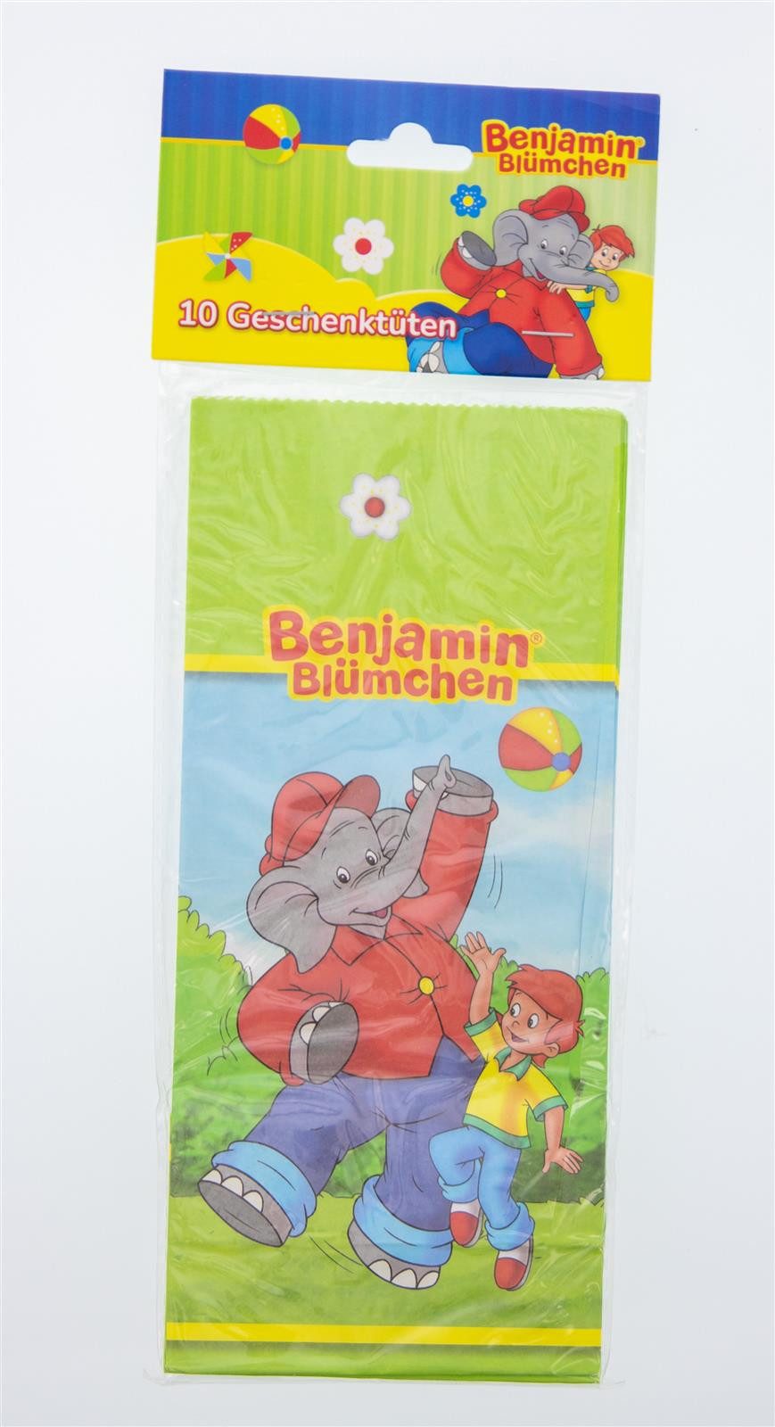 Party Factory Geschenktüten Benjamin Blümchen Party-Tüte Papier inkl. Sticker 10 Stk., (10St), Mit den Partytütchen machen Sie jede Party elefantastisch!