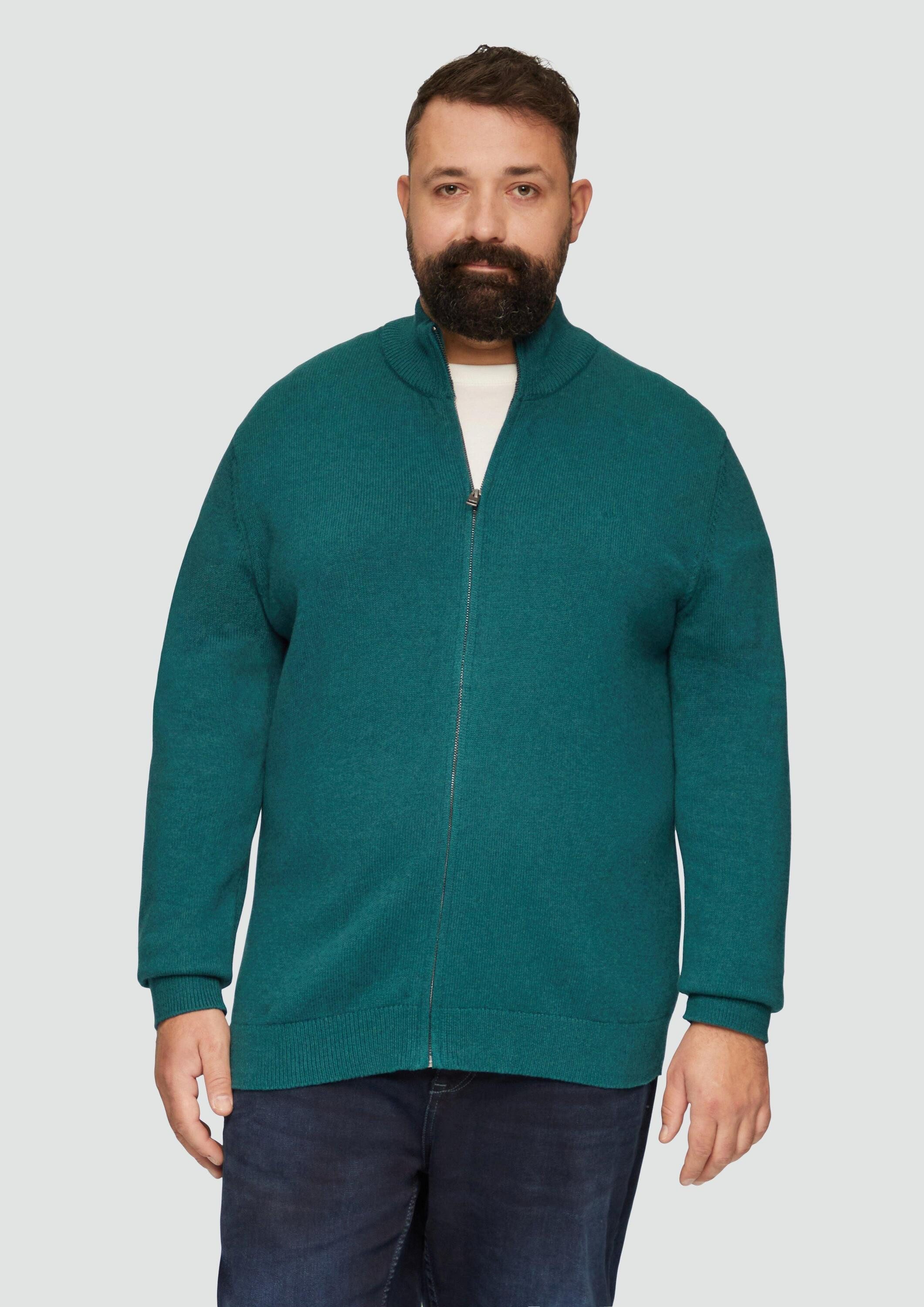 s.Oliver Cardigan Strickjacke Strickjacke mit Stehkragen und Logo-Detail