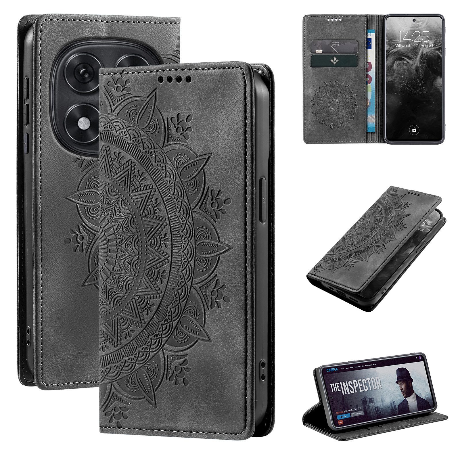 Tec-Expert Handyhülle Mandala Hülle Cover für Xiaomi Redmi Note 15 Pro 5G 6.83 Zoll, 6.83, Klapphülle Case Tasche mit Kartenfächern und RFID Schutz