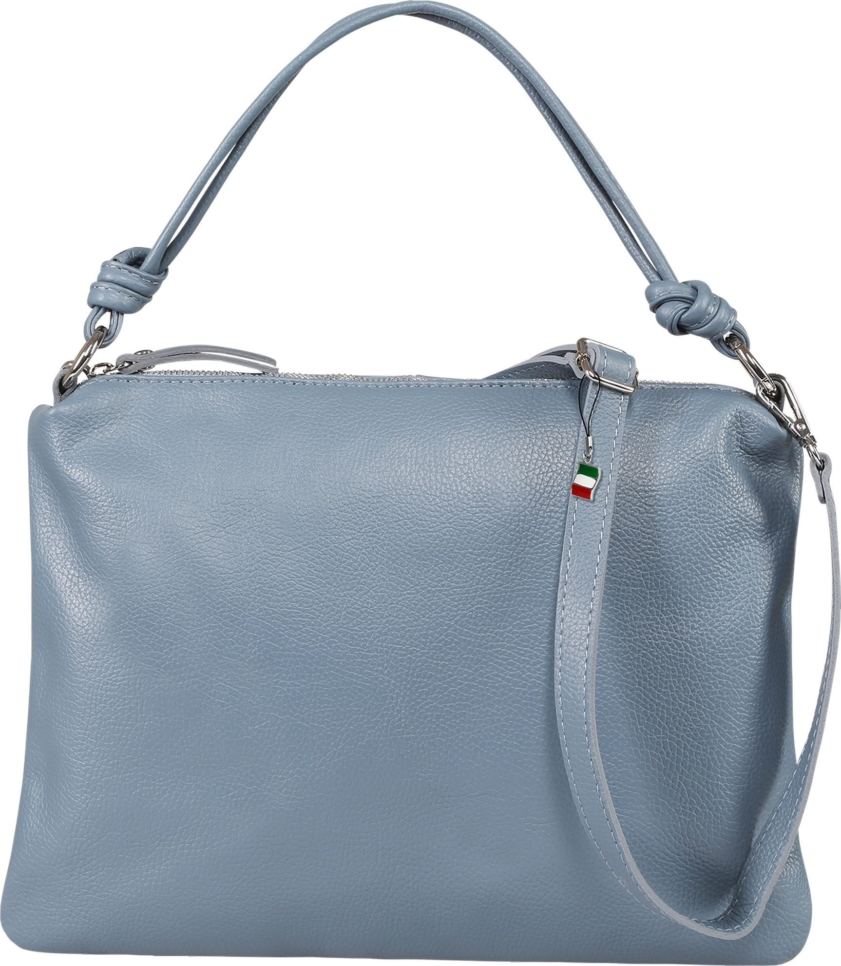 FLORENCE Schultertasche Florence Damen Schultertasche Leder (Schultertasche), Damen Schultertasche Leder, blau ca. 27cm hoch
