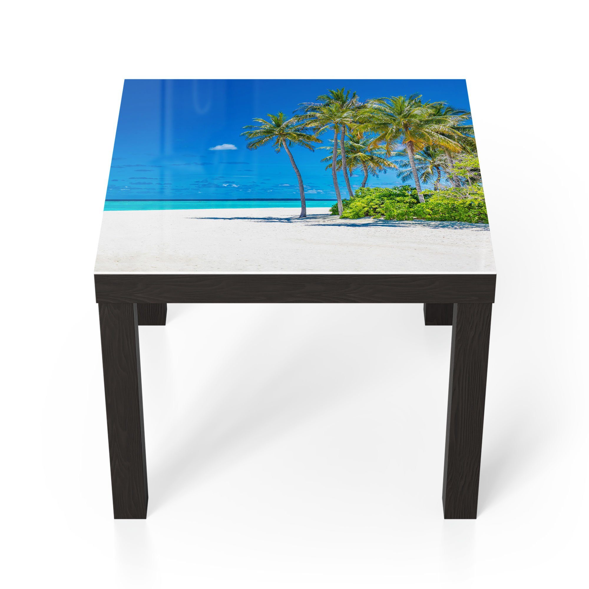 DEQORI Couchtisch 'Palmenstrand Panorama', Glas Beistelltisch Glastisch modern Schwarz