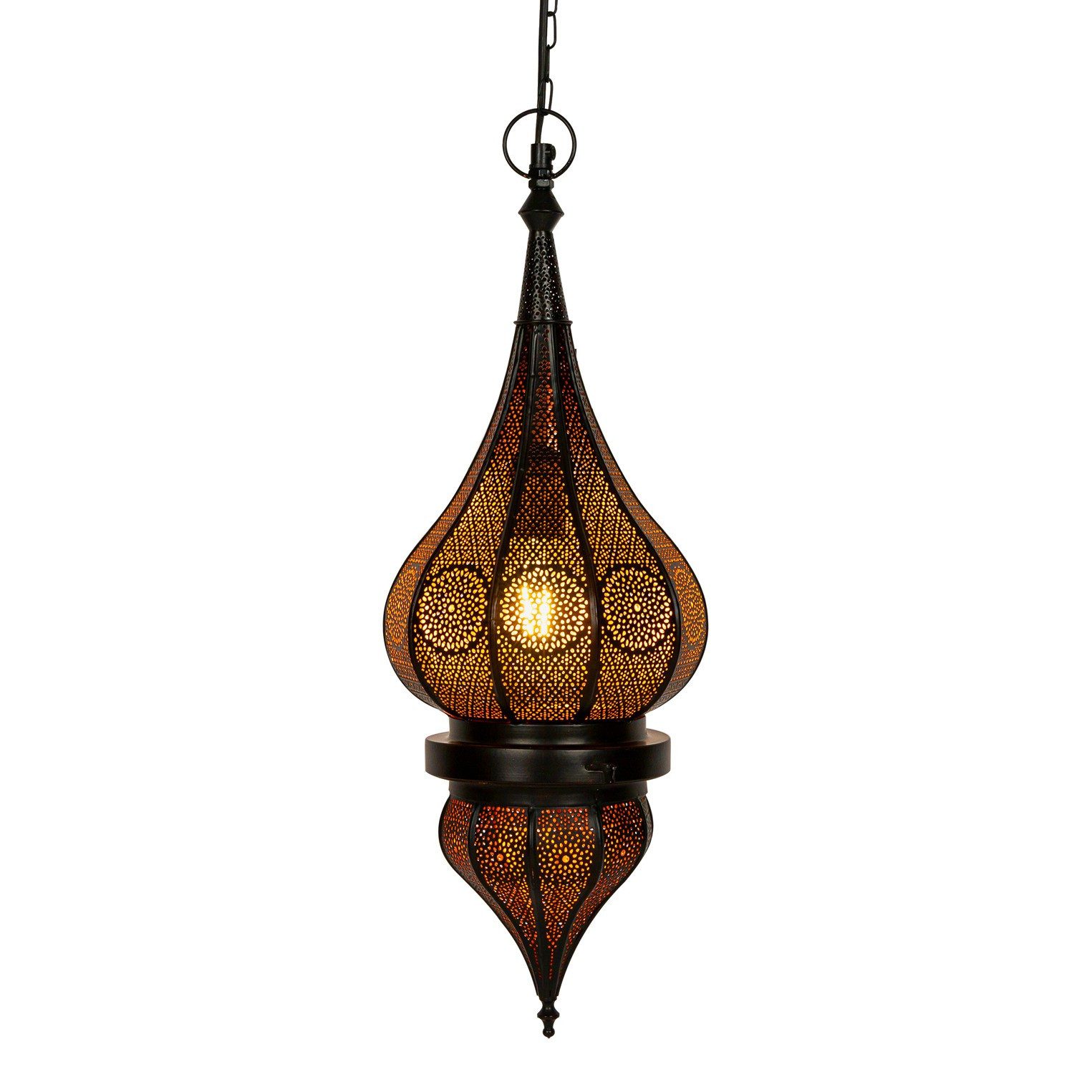 Marrakesch Orient & Mediterran Interior Pendelleuchte Pendelleuchte Fayna im Orient-Stil aus Metall gefertigt, Schwarz 55 cm, ohne Leuchtmittel, Handarbeit