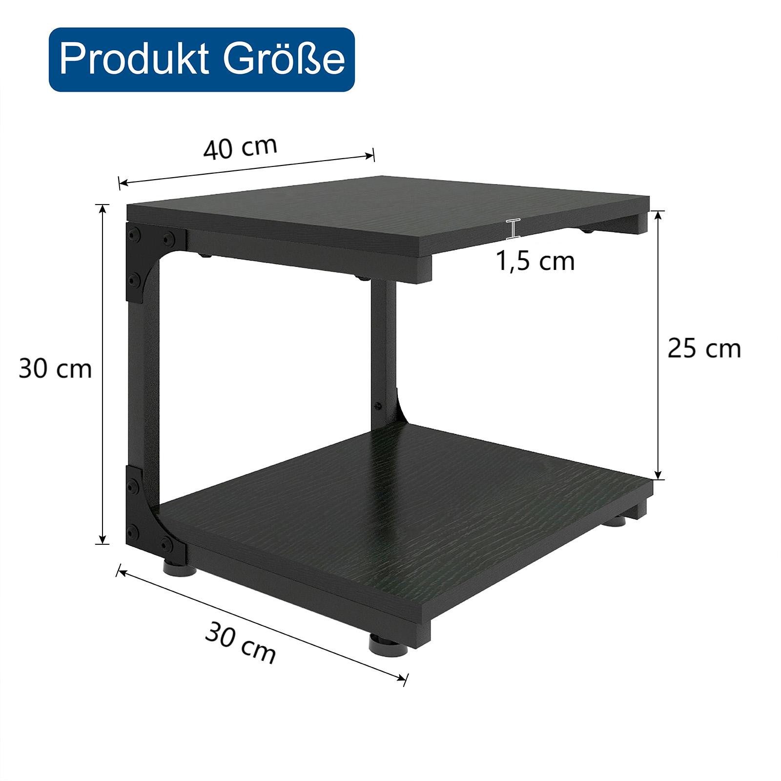 PUNCIA Druckertisch 2 Ebenen Druckerständer aus Holz & Metall, Schreibtischhalter für Büro (1-St), 40x30x30 cm, max. 30 kg Tragfähigkeit, mit rutschfesten Füßen