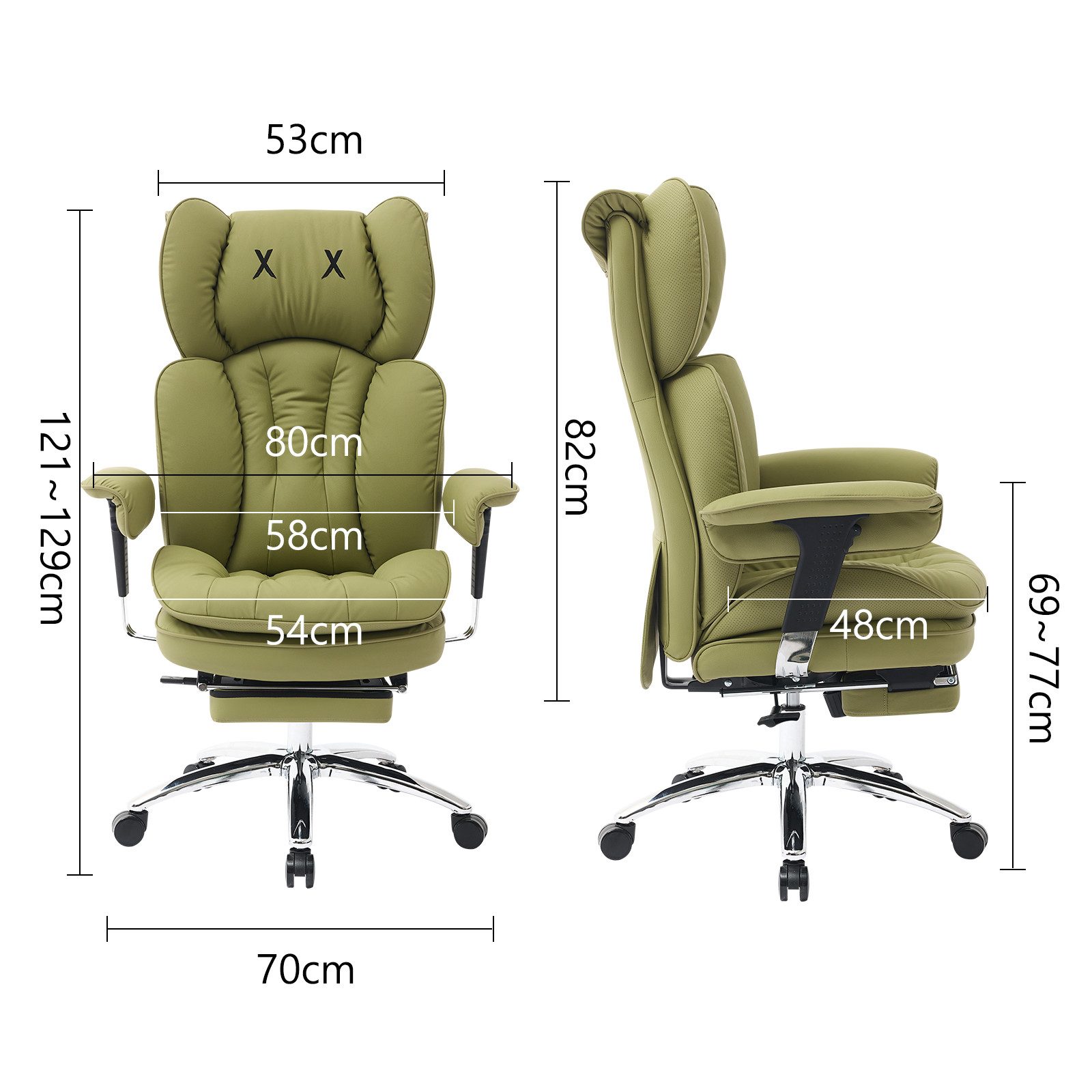 EFOMAO Bürostuhl Schreibtischstuhl, Gaming-Stuhl, Chefsessel mit Fußstütze, ergonomisch (1 St), mit 90°-135° Liegefunktion, höhenverstellbare Armlehnen – Bild 2 von 5