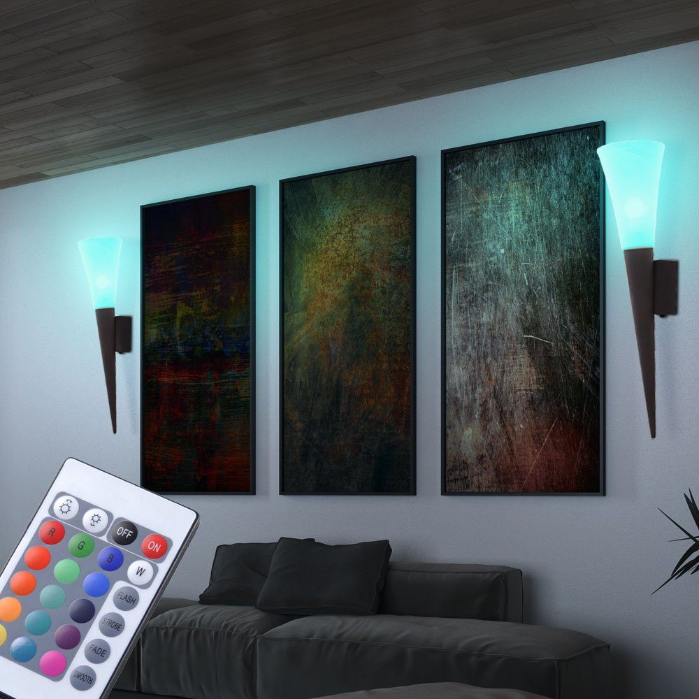 LED Glas Wand Lampe RGB Fernbedienung Farbwechsel Wohn Raum Beleuchtung dimmbar 