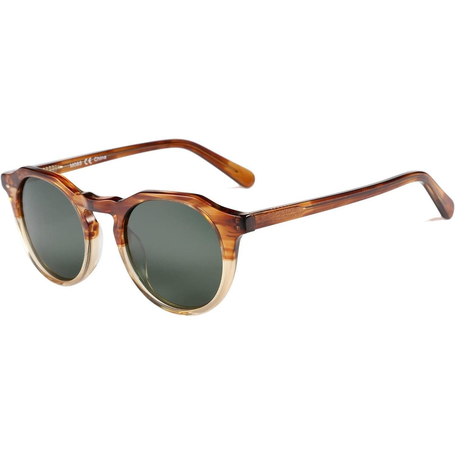 LuxusKollektion Retrosonnenbrille Sonnenbrille Vintage Rund C07 Heller Schildpatt Rahmen Grau Linse