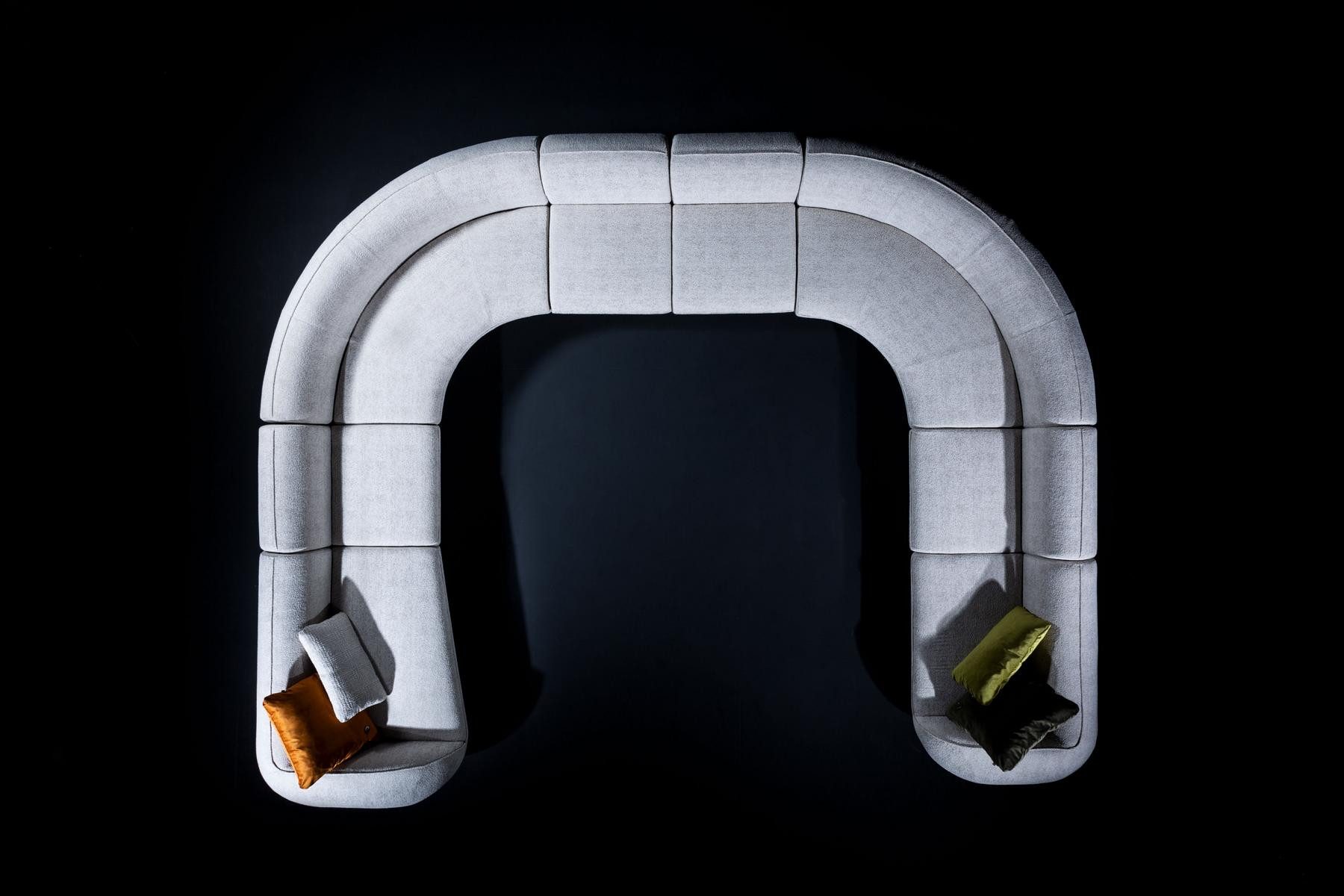 Xlmoebel Wohnlandschaft Modernes U-Form Sofa aus hochwertigem Textil in eleganter Optik, Hergestellt in Europa