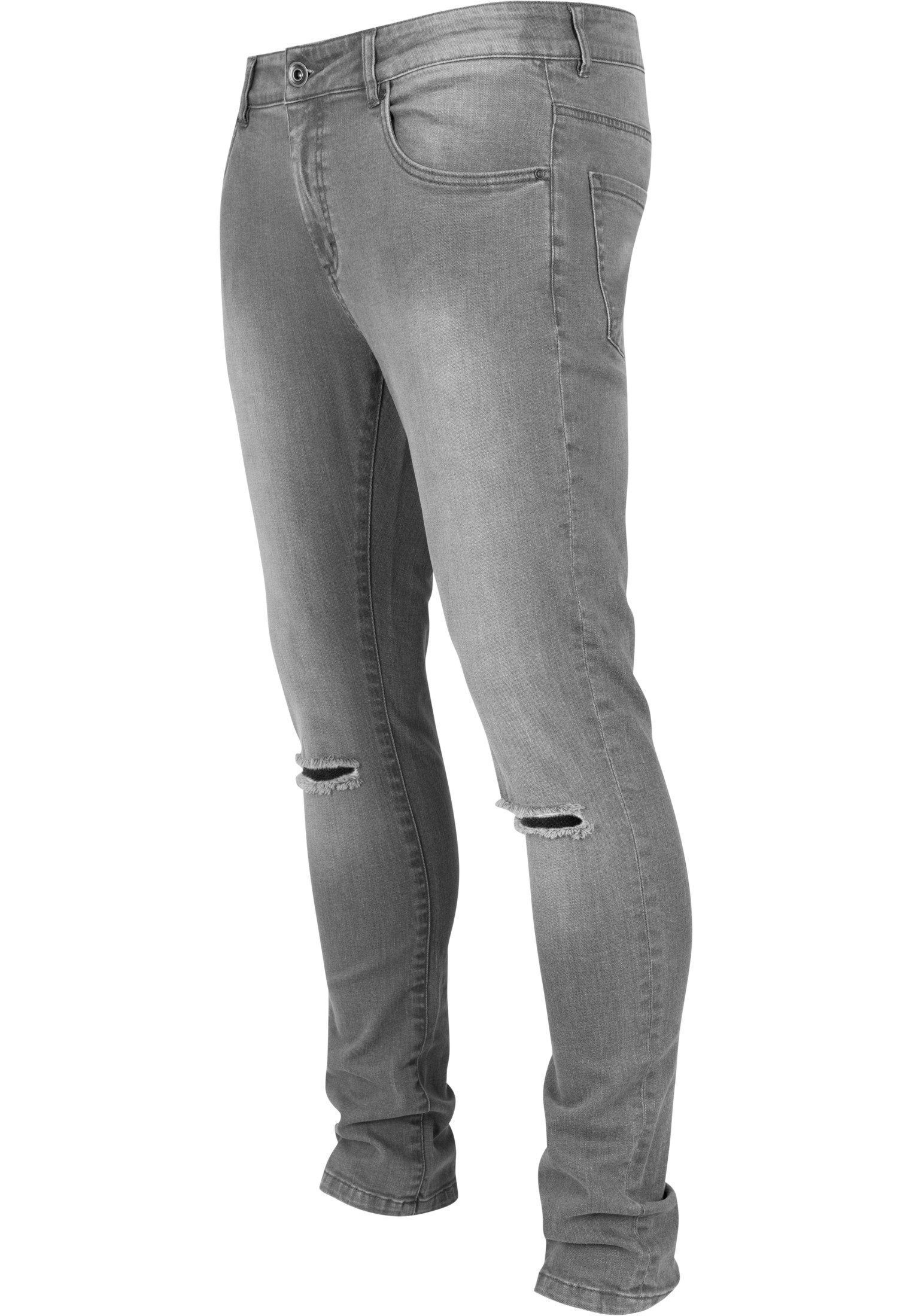 Jeans Cut Knee Bequeme Herren URBAN Pants Slim (1-tlg) grey Fit CLASSICS Denim