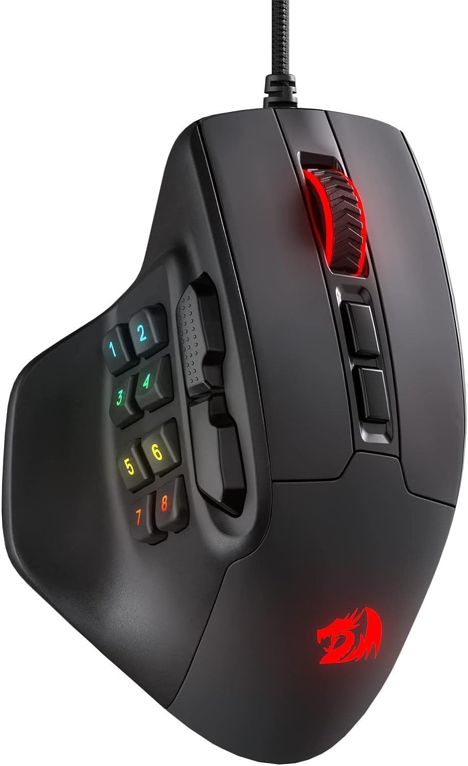 Redragon M811 Gaming Maus kabelgebunden, 15 Tasten, RGB, 12400 DPI Gaming-Maus (Kabelgebunden, Ergonomische MMO Maus mit 5 DPI-Stufen und Software-Anpassung)