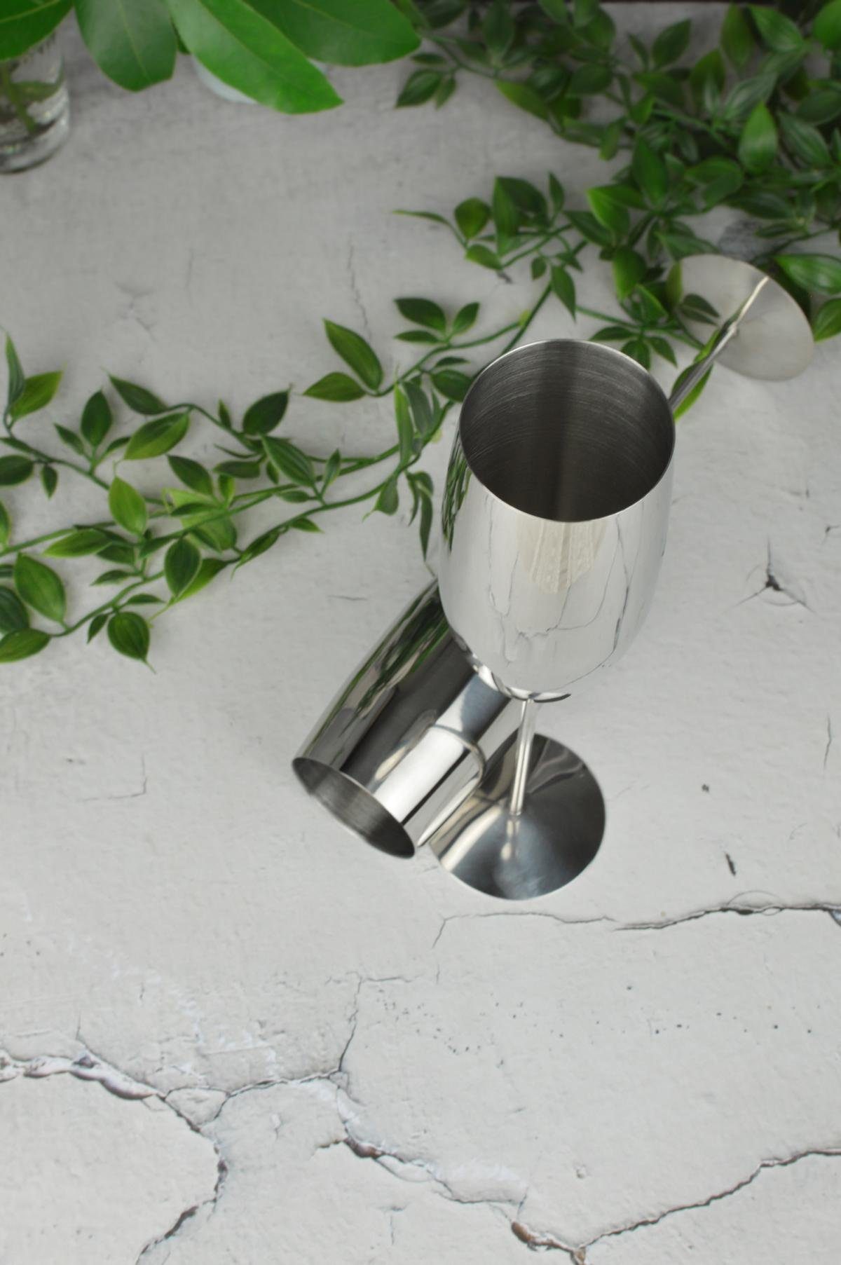 Sendez Sektglas 2 Sektgläser 270ml Silber Sektkelche Champagner Proseccoglas, 2-tlg., Edelstahl