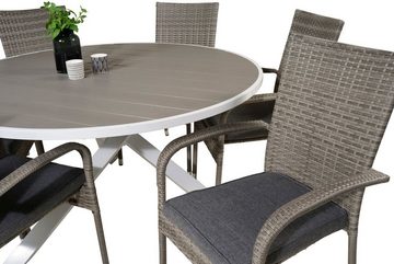 ebuy24 Garten-Essgruppe Parma Gartenset Tisch Ø140cm und 6 Stühle Anna gra, (7-tlg)