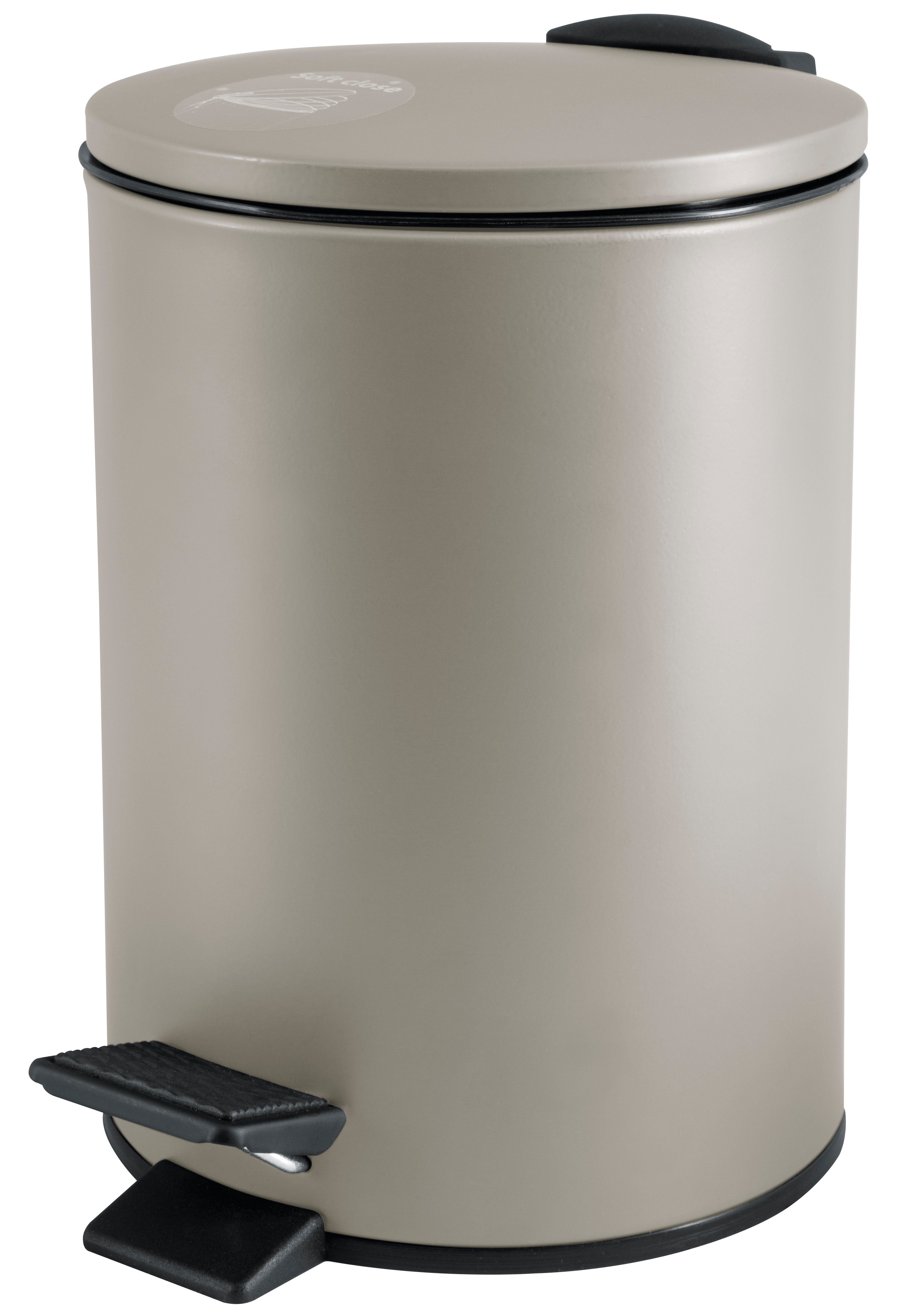spirella Kosmetikeimer ADELAR, Treteimer mit Softclose-Absenkautomatik, herausnehmbarem Inneneimer, Anti-Fingerprint-Beschichtung, matt Finish, 3L, beige taupe