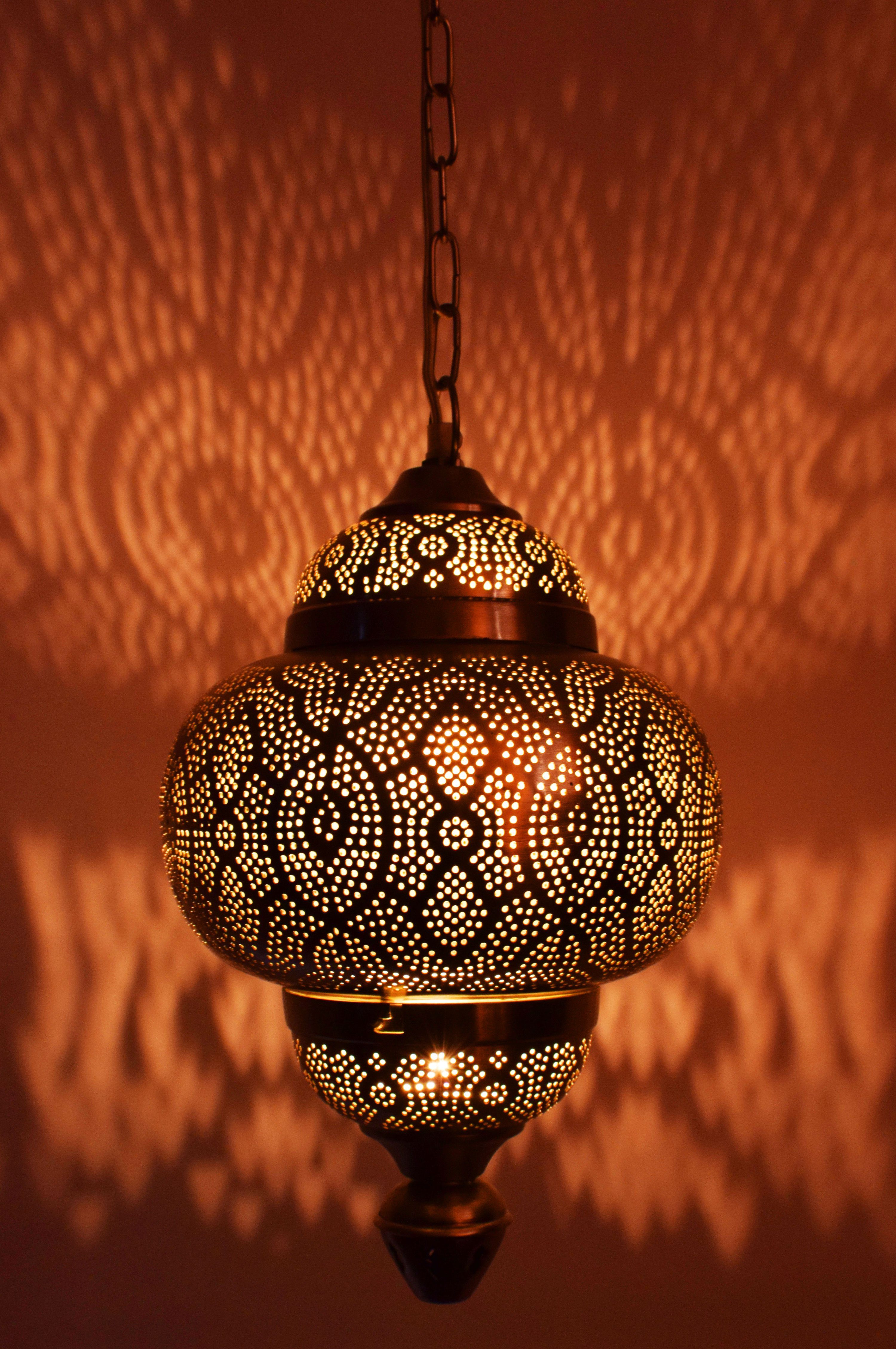 Marrakesch Orient & Mediterran Interior Deckenleuchte Orientalische Lampe  Pendelleuchte Kayla 39cm Silber