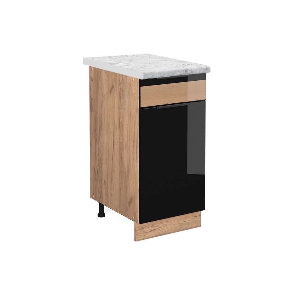 Vicco Unterschrank Fame-Line, Schwarz Eiche hochglanz/Goldkraft günstig online kaufen