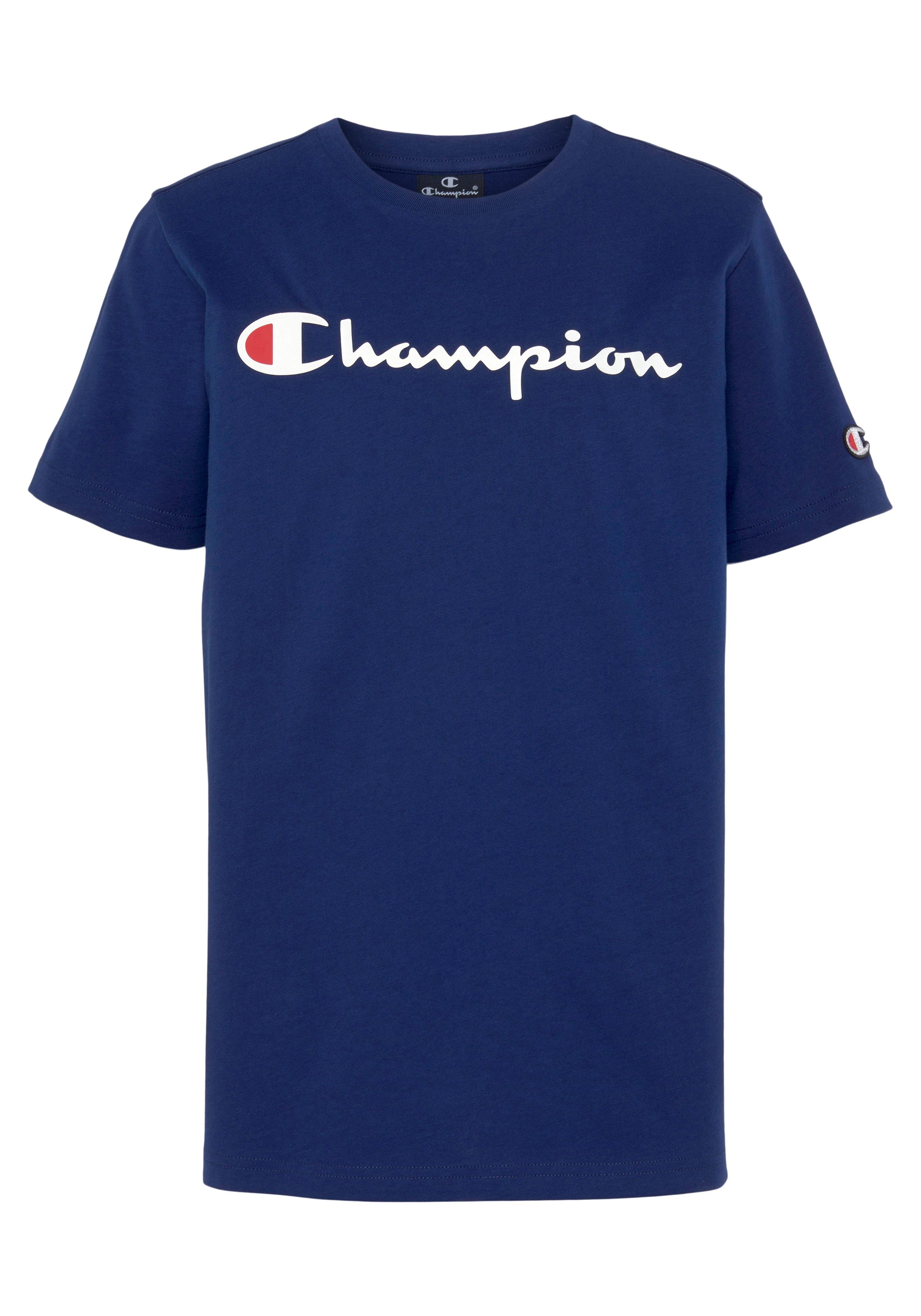 Champion T-Shirt blau Classic Crewneck Kinder large T-Shirt - Logo für