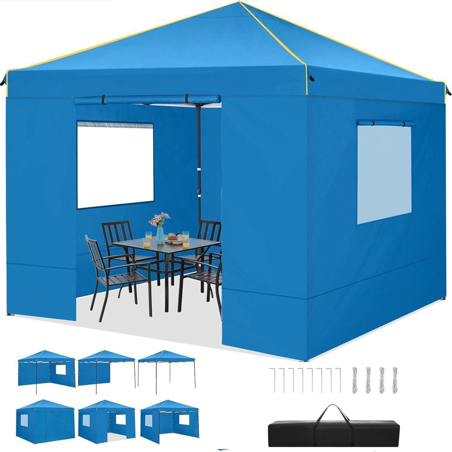 COBIZI Faltpavillon Faltpavillon 3x3m Wasserdicht Stabil mit 4 Seitenwänden Winterfest
