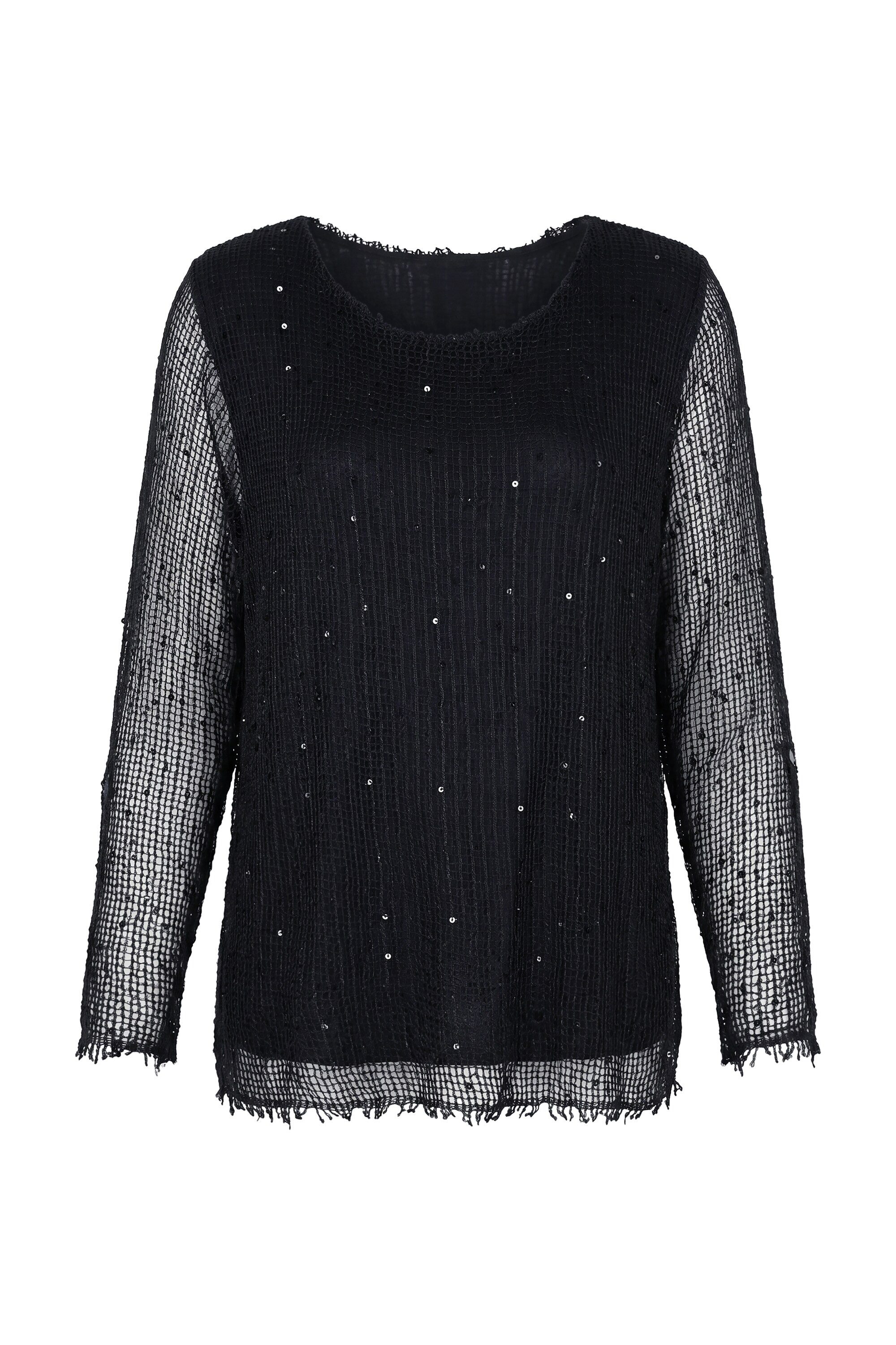 Angel of Style Druckbluse Bluse Regular Fit doppellagig Netz mit Pailletten