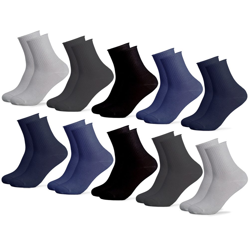Basicsocken Damen & Herren Socken ohne Gummibund 10er Pack (Modell: Velano)