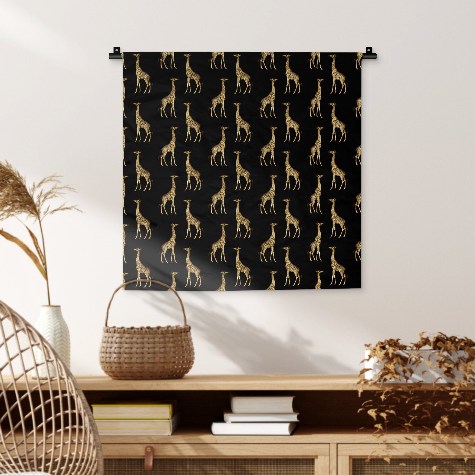 Giraffe, Muster Wandbehang, Schlafzimmer, - Wanddekoobjekt Kleid, MuchoWow Gold Tiere Kinderzimmer Wanddeko Wohnzimmer, - - für
