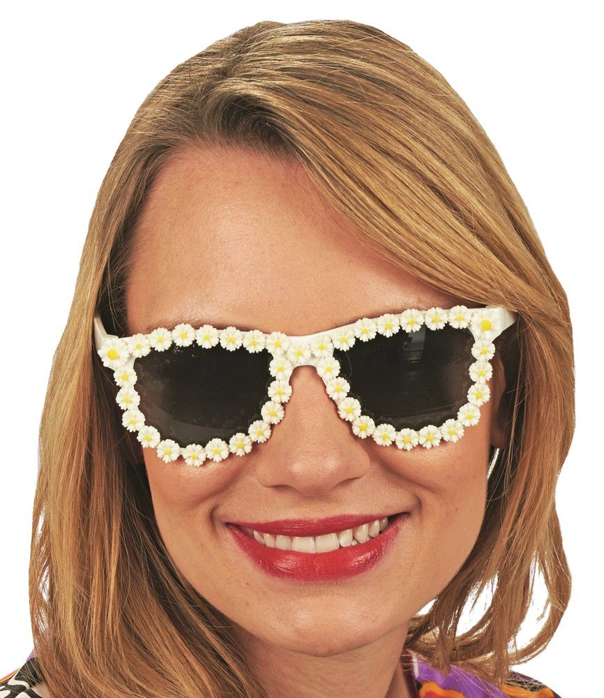 andrea-moden Verkleidungsmaske Hippie Brille mit Daisy Blumen