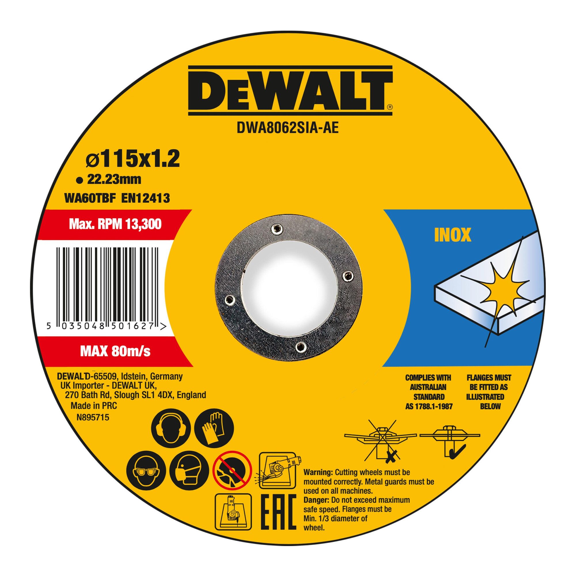 DeWalt Trennscheibe DEWALT High Performance Trennscheibe 115x1,2x22,23mm Inox Typ 41 (flac