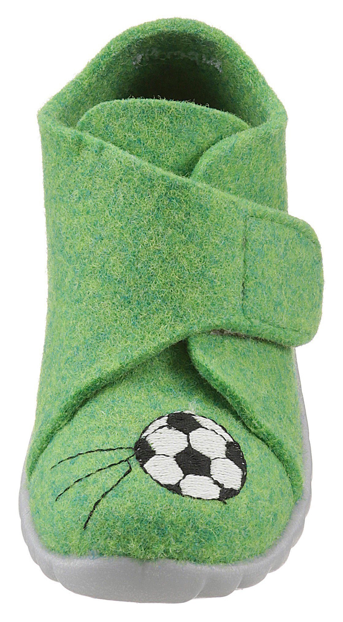 Superfit HAPPY WMS: Mittel Hausschuh Schurwolle mit grün-Fußball