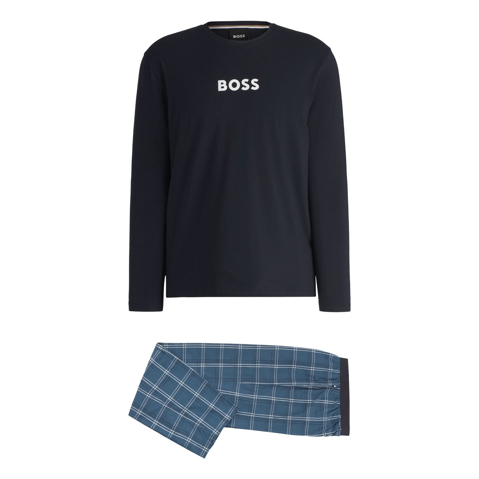 BOSS Pyjama Easy Long Set (2 tlg) mit karrierter Hose günstig online kaufen