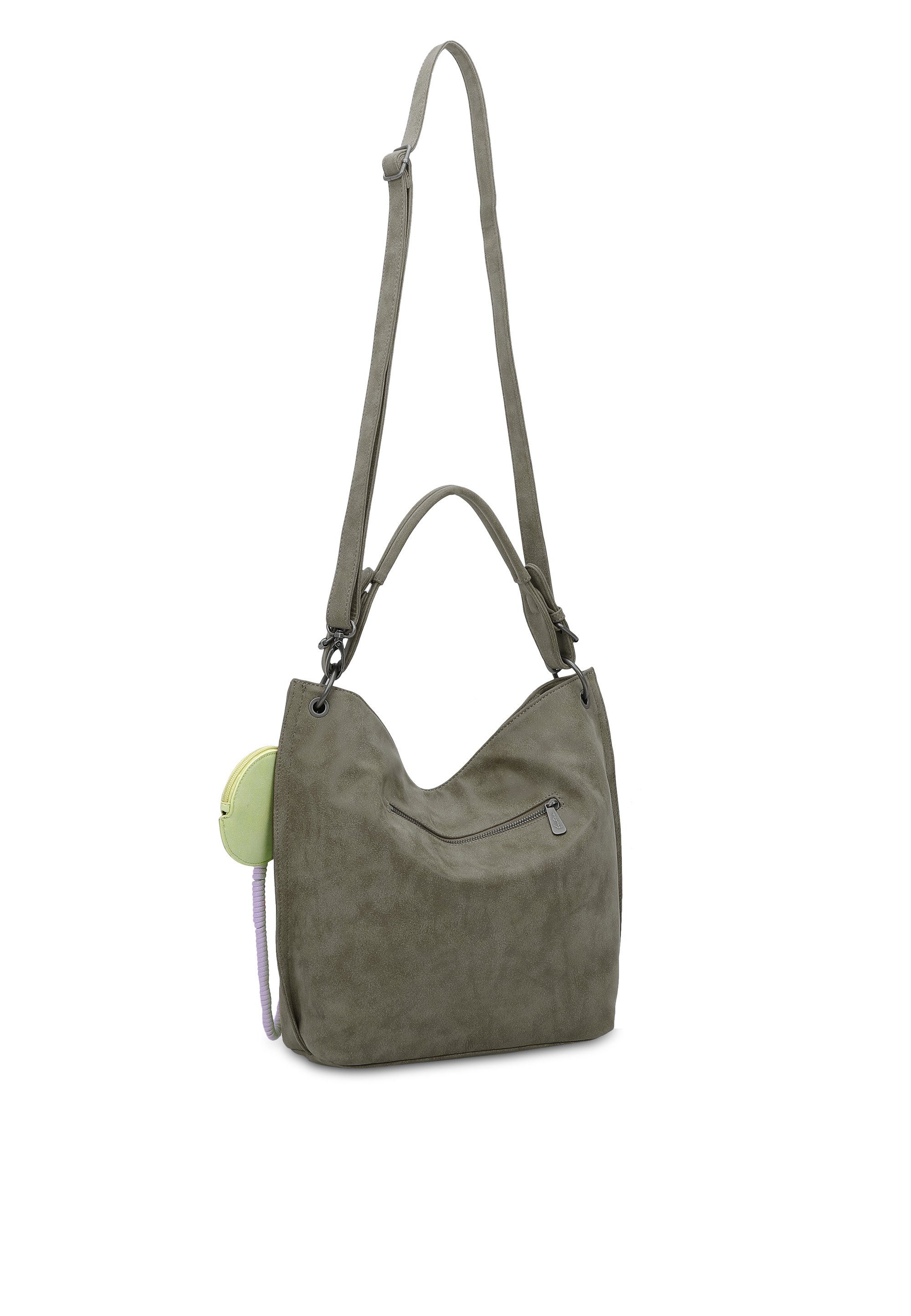 Fritzi01N, Schultertasche aus Fritzi olivgrün und abnehmbarer Preußen Schlüsselschlange Taschenanhänger mit