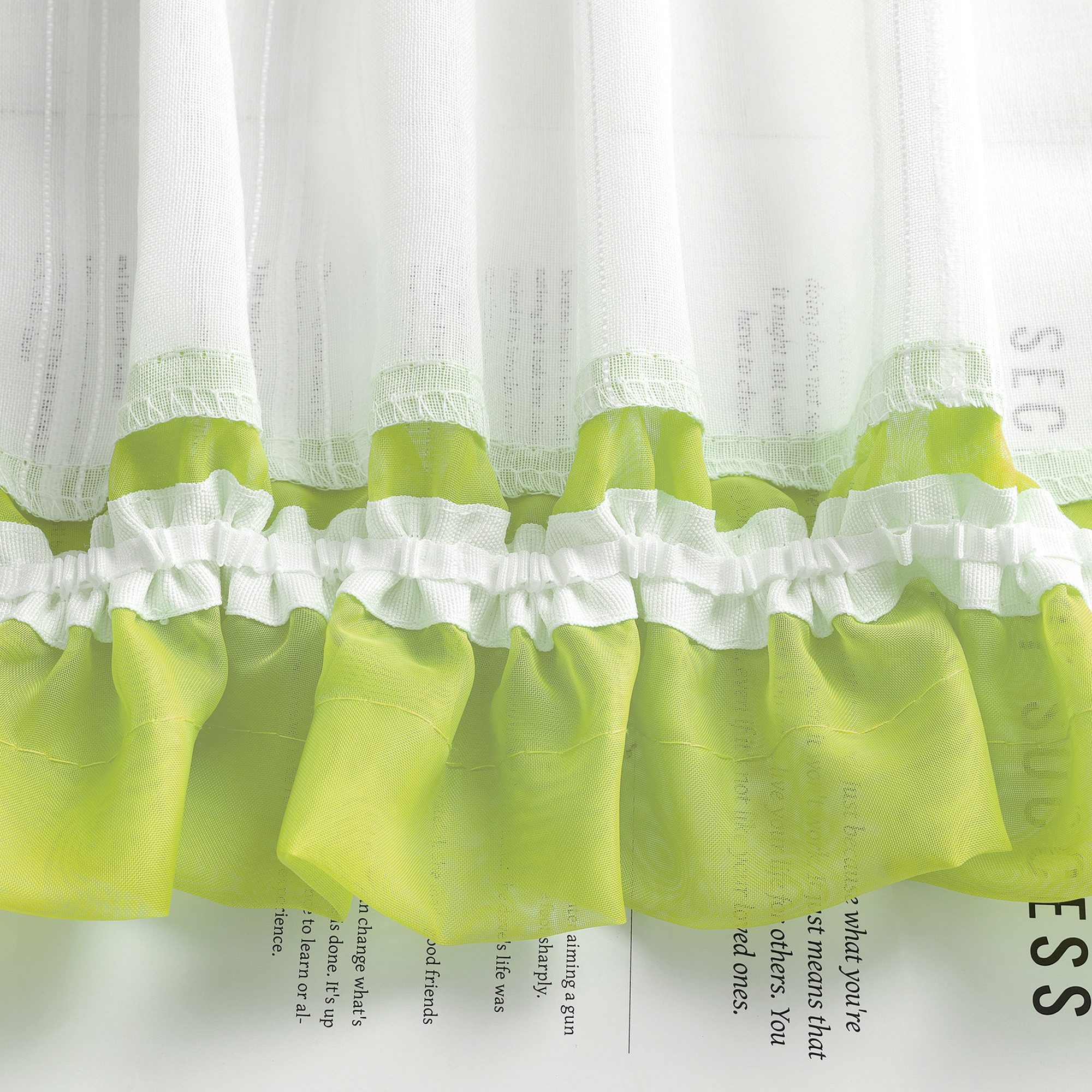 Joyswahl Scheibengardine Kurzgardinen mit Stangendurchzug, Transparente Voile,zur Dekoration (1 St), Stangendurchzug, transparent, Leinenoptik Landhausstil Cáfe – Bild 4 von 5