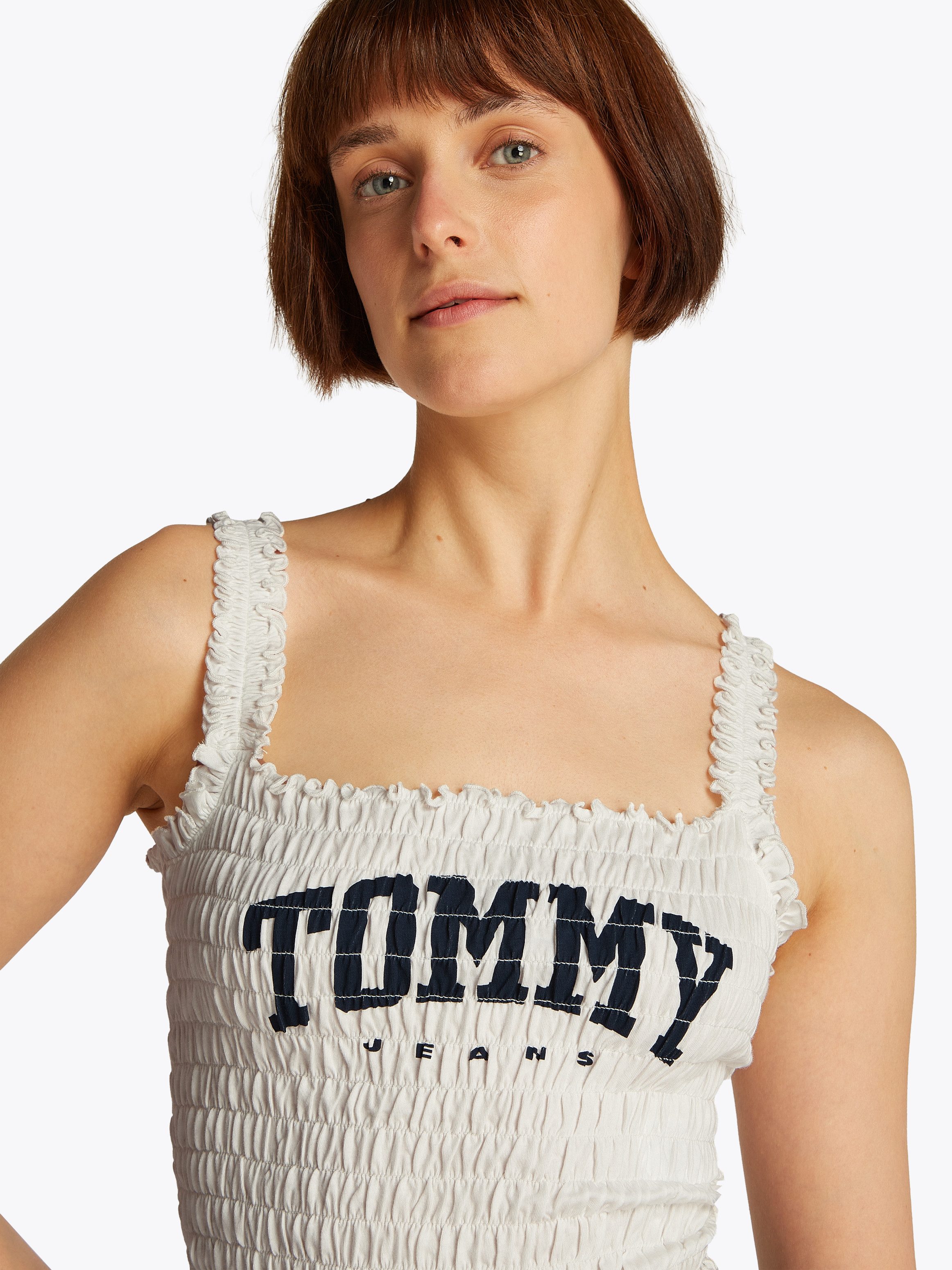 Tommy Jeans Smoktop TJW SMOCK VARSITY BRALETTE in Smok-Optik
