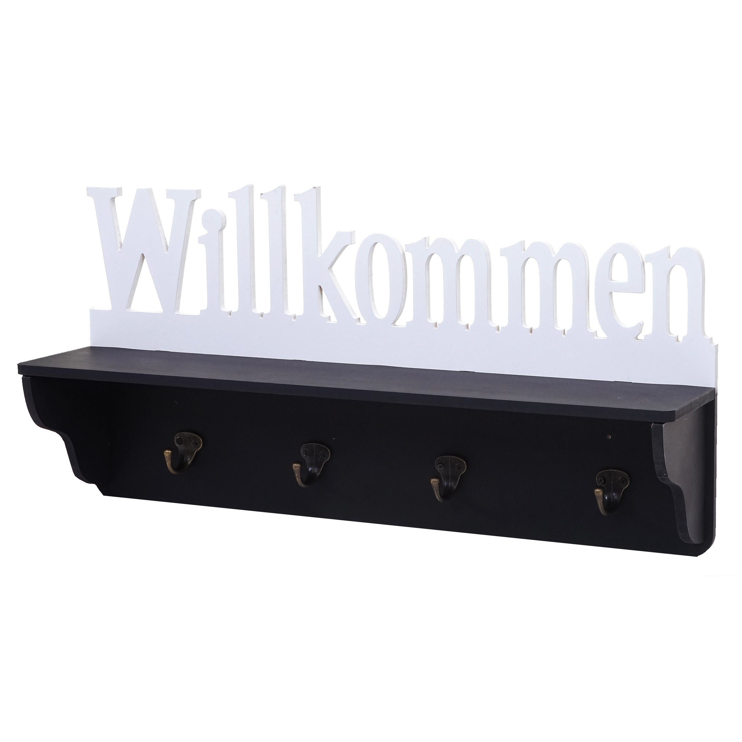 MCW Garderobenpaneel MCW-D41-w, 4 Haken, Ablagefläche, Kleiderhaken individuell anbringbar