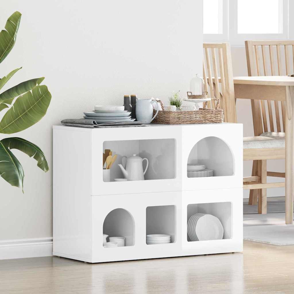 vidaXL Sideboard Sideboard ELST Hochglanz Weiß 80,5 x 35 x 59 cm Holzwerkstoff (1 St)