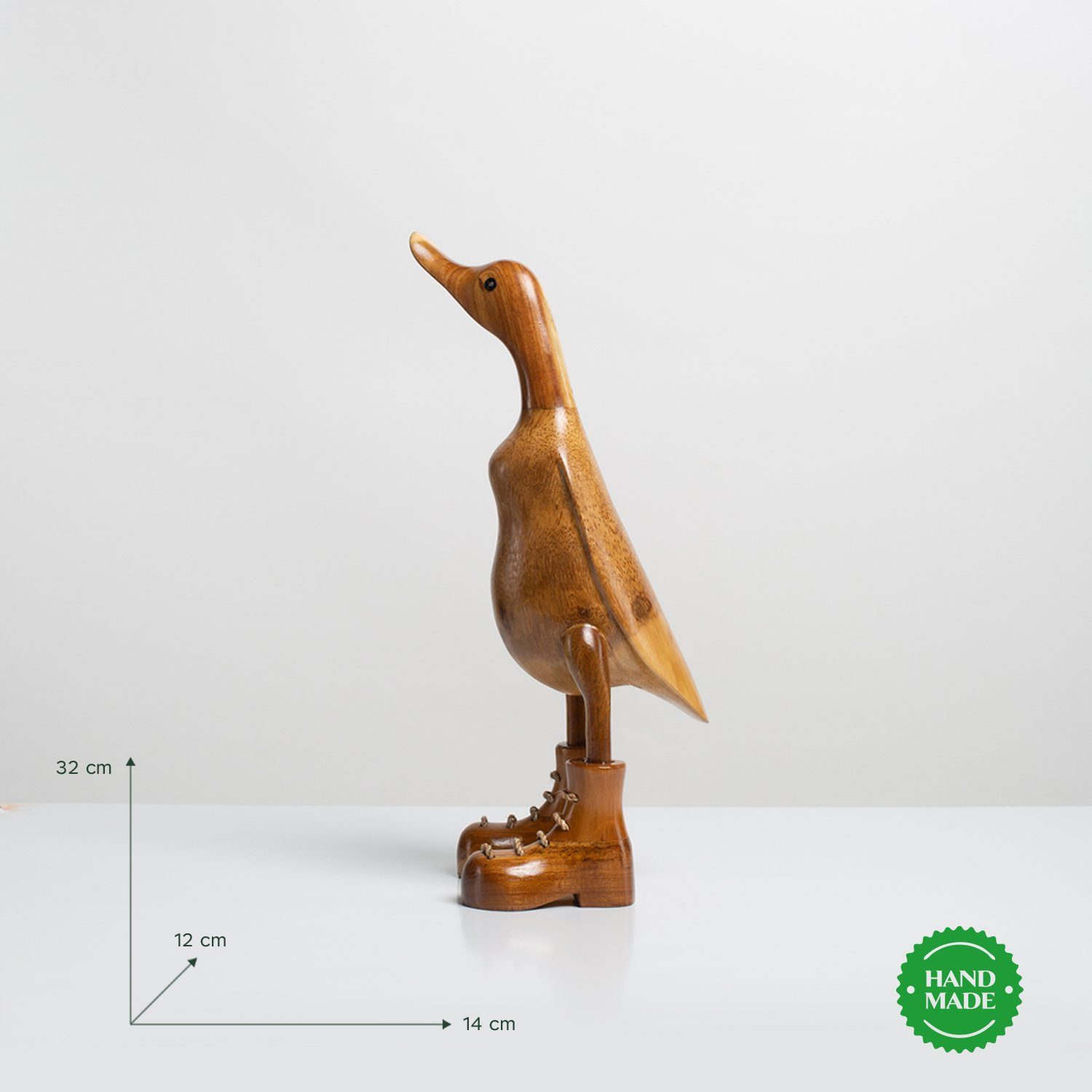 natur (3-er Dekoration 3 - Geschenk Holz Dekofigur Holzarten Handgefertigte Stiefel Ente Set), aus Rikmani Holzfigur