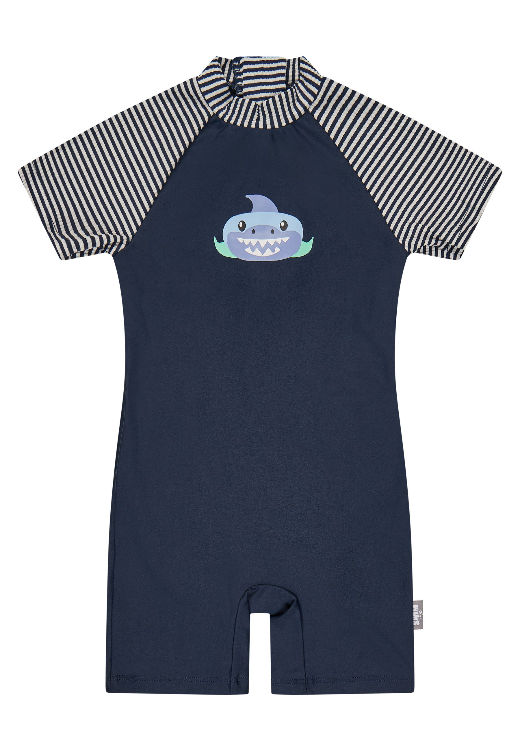 Sterntaler® Badeanzug UV-Schutz 50+ Schwimmanzug Hai (1-St) Schwimmanzug Seersucker-Ärmel mit Hai, Reißverschluss, Windeleinsatz