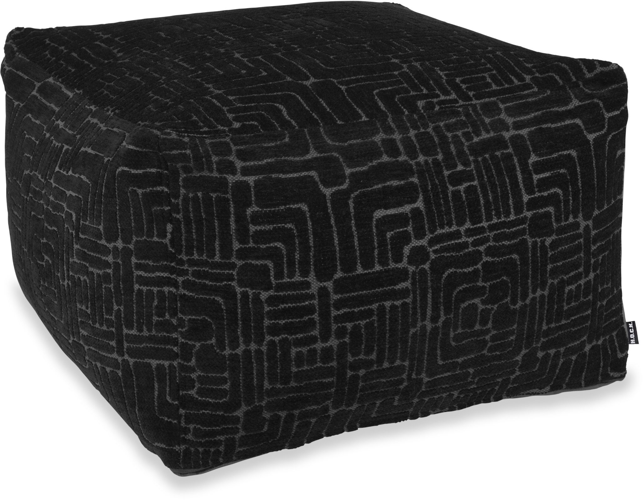 H.O.C.K. Sitzhocker H.O.C.K. Chessy Indoor Hocker 60x60x40cm schwarz weich gemustert, Hocker, Barhocker & Sitzhocker, Schminktischhocker, Wohnzimmer Hocker