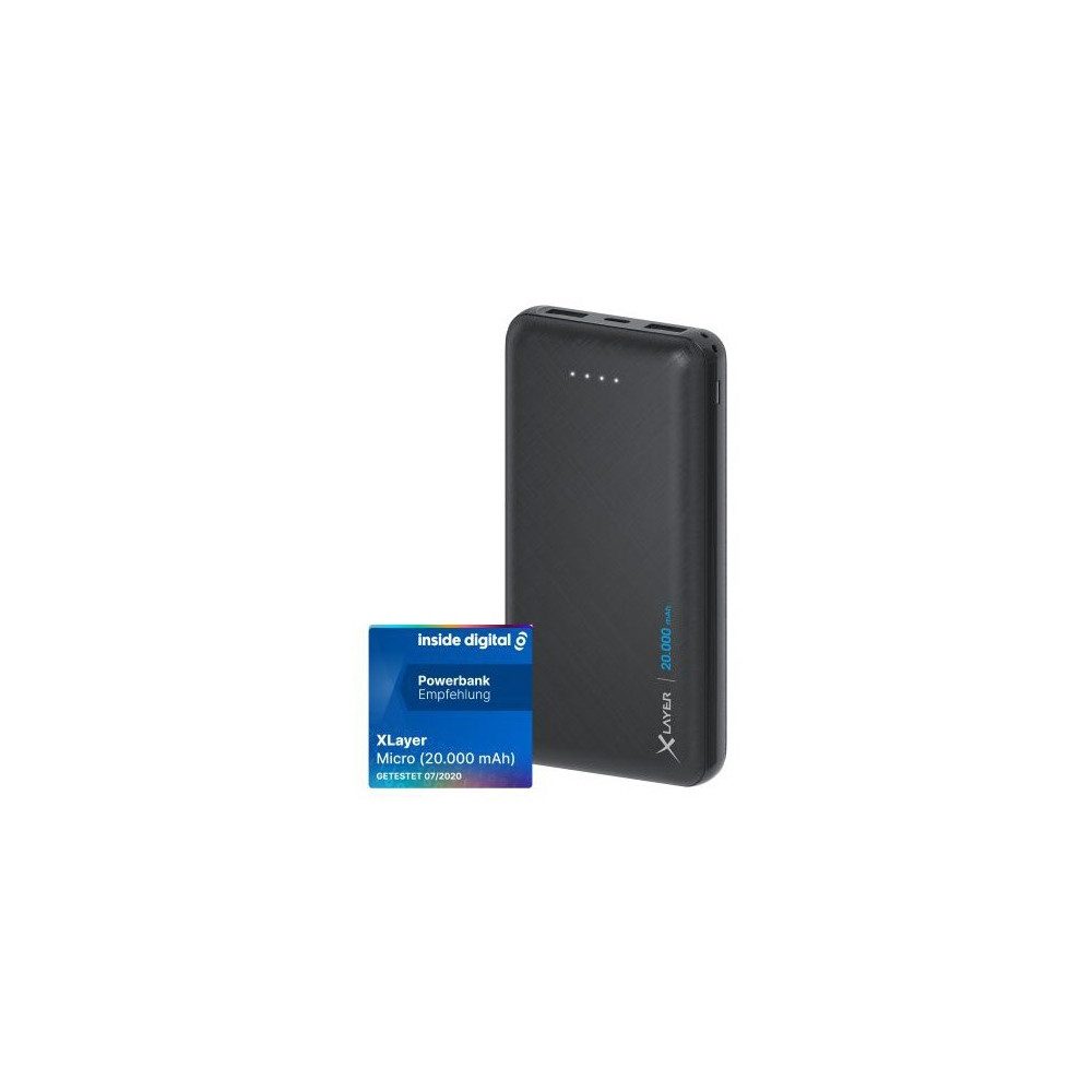 XLAYER XLayer Micro Powerbank 20.000mAh schwarz. Powerbank XLayer Micro (20.000mAh) Powerbank schwarz, Kompakt wie eine Scheckkarte